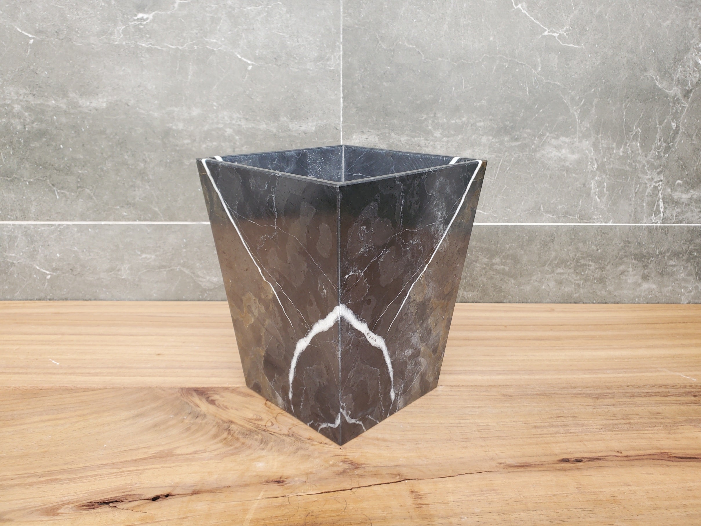 WB_10SQ Marble Stone Waste Basket