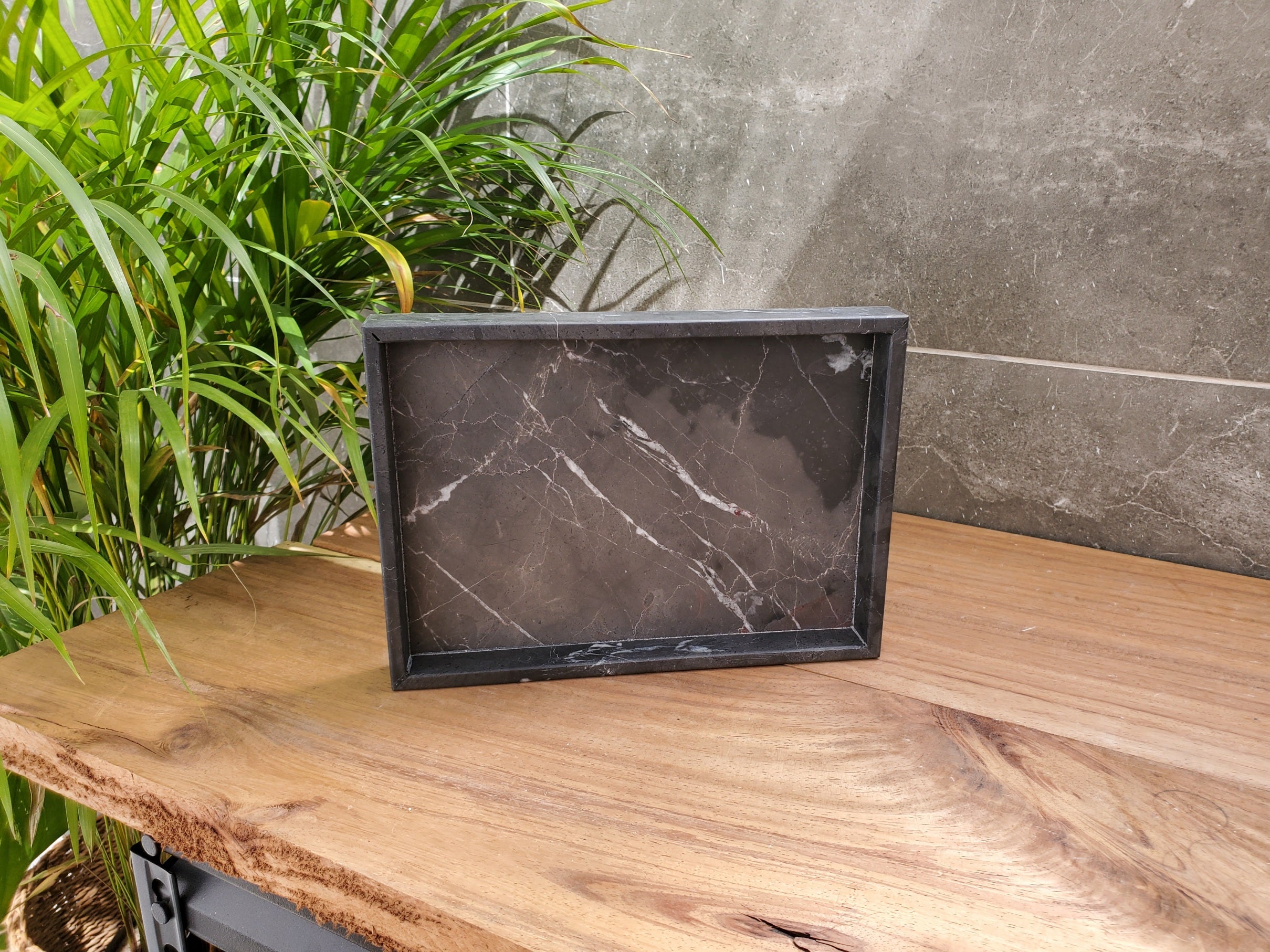 TRAY10 Black Matte Marble Tray, Jewelry Organizer Bath Home