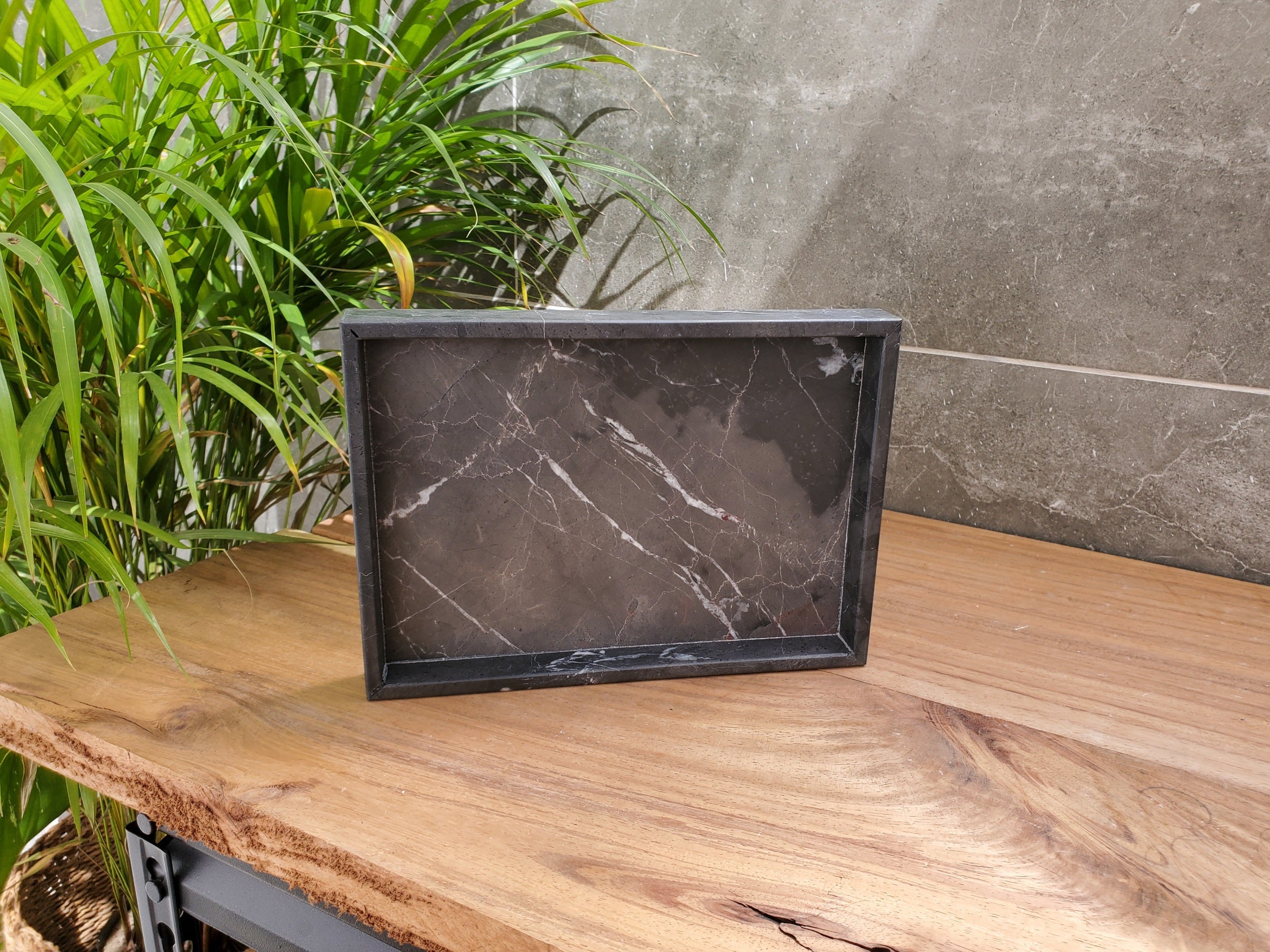 TRAY10 Black Matte Marble Tray, Jewelry Organizer Bath Home