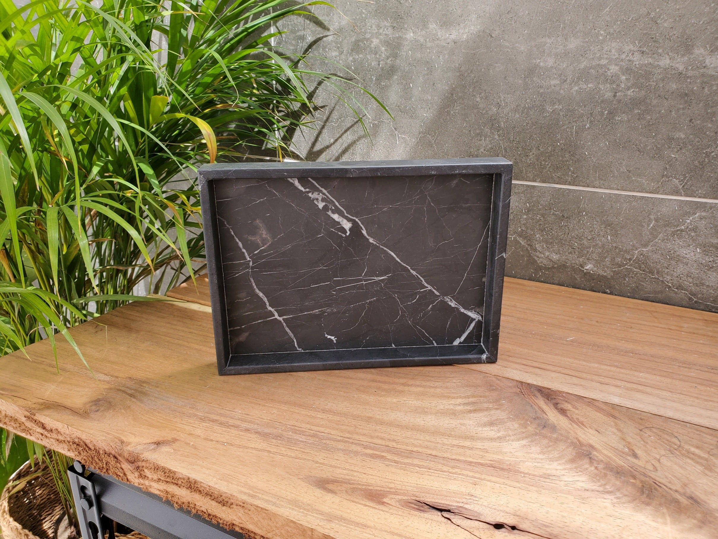 TRAY10 Black Matte Marble Tray, Jewelry Organizer Bath Home