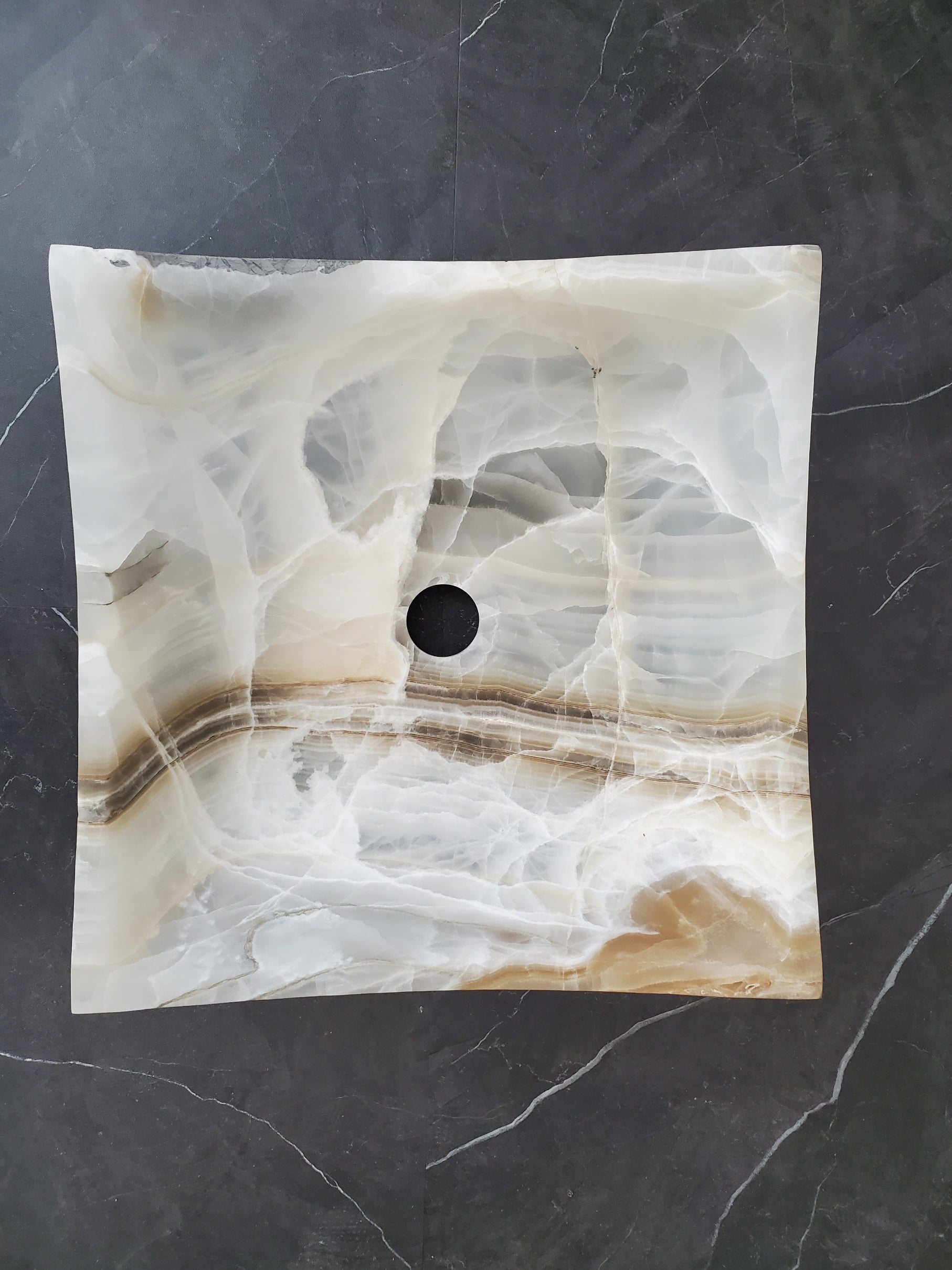 S26_01 Square Onyx Vessel Bathroom Sink