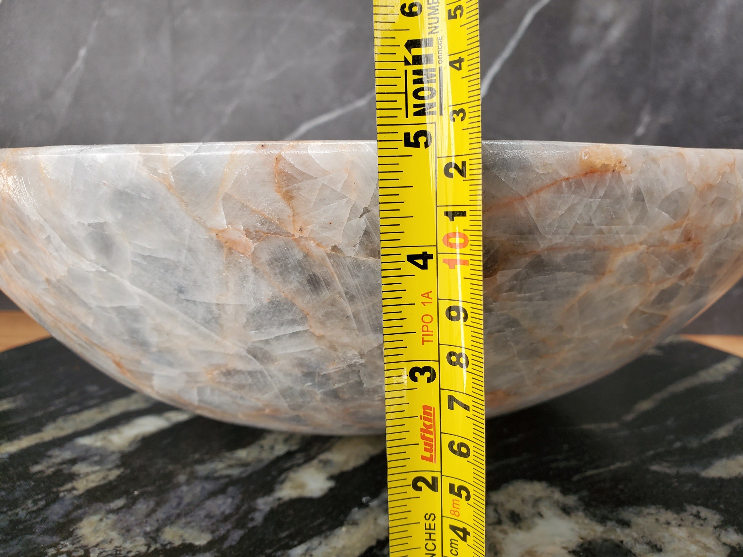 S34_12 Fluorite Stone Round Vessel Sink - 15.5 x 15.5 inch