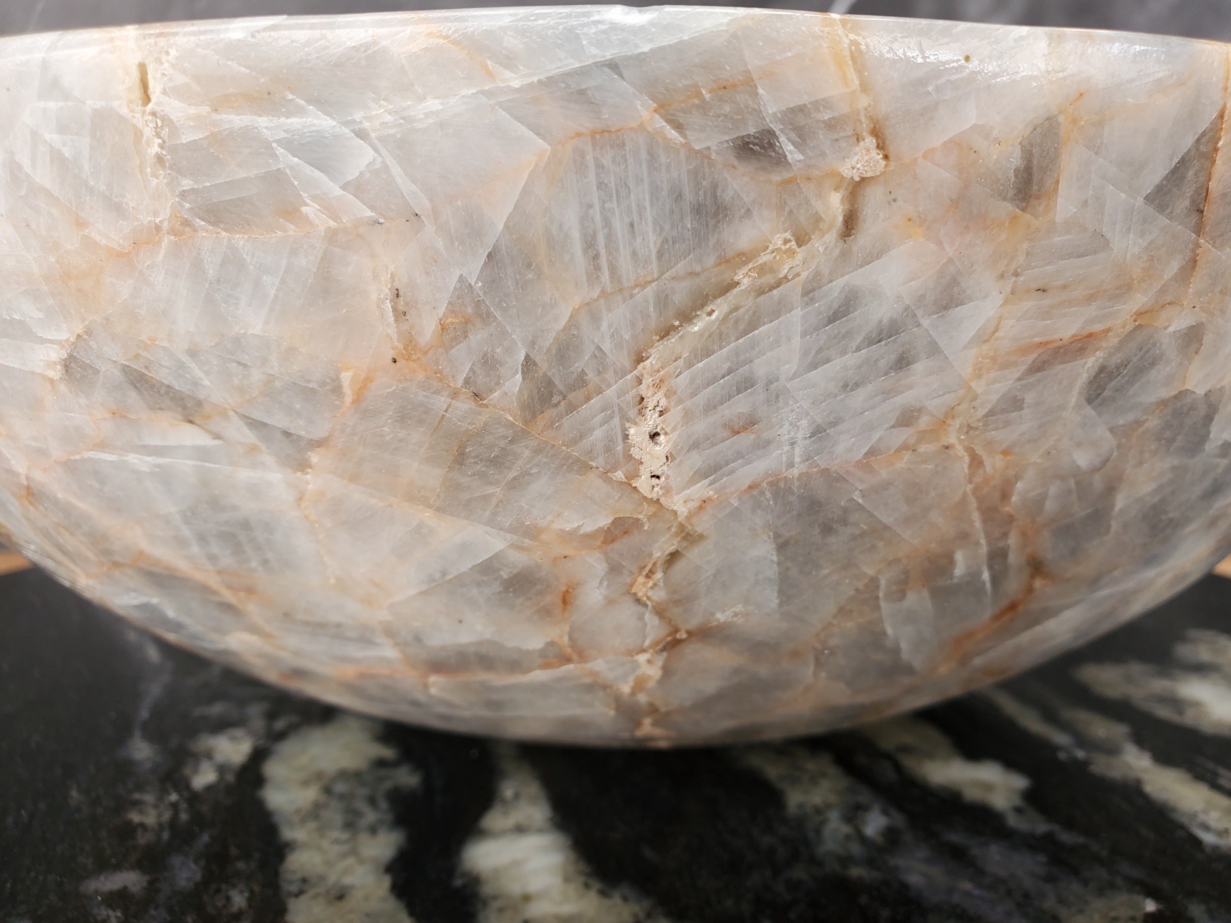 S34_12 Fluorite Stone Round Vessel Sink - 15.5 x 15.5 inch