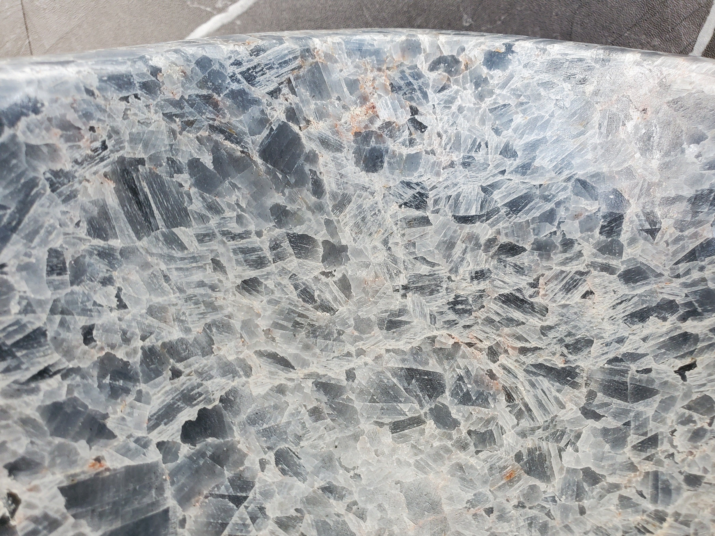 S34_13 Fluorite Wavy Stone Vessel Sink - 15.5 x 15.5 inch