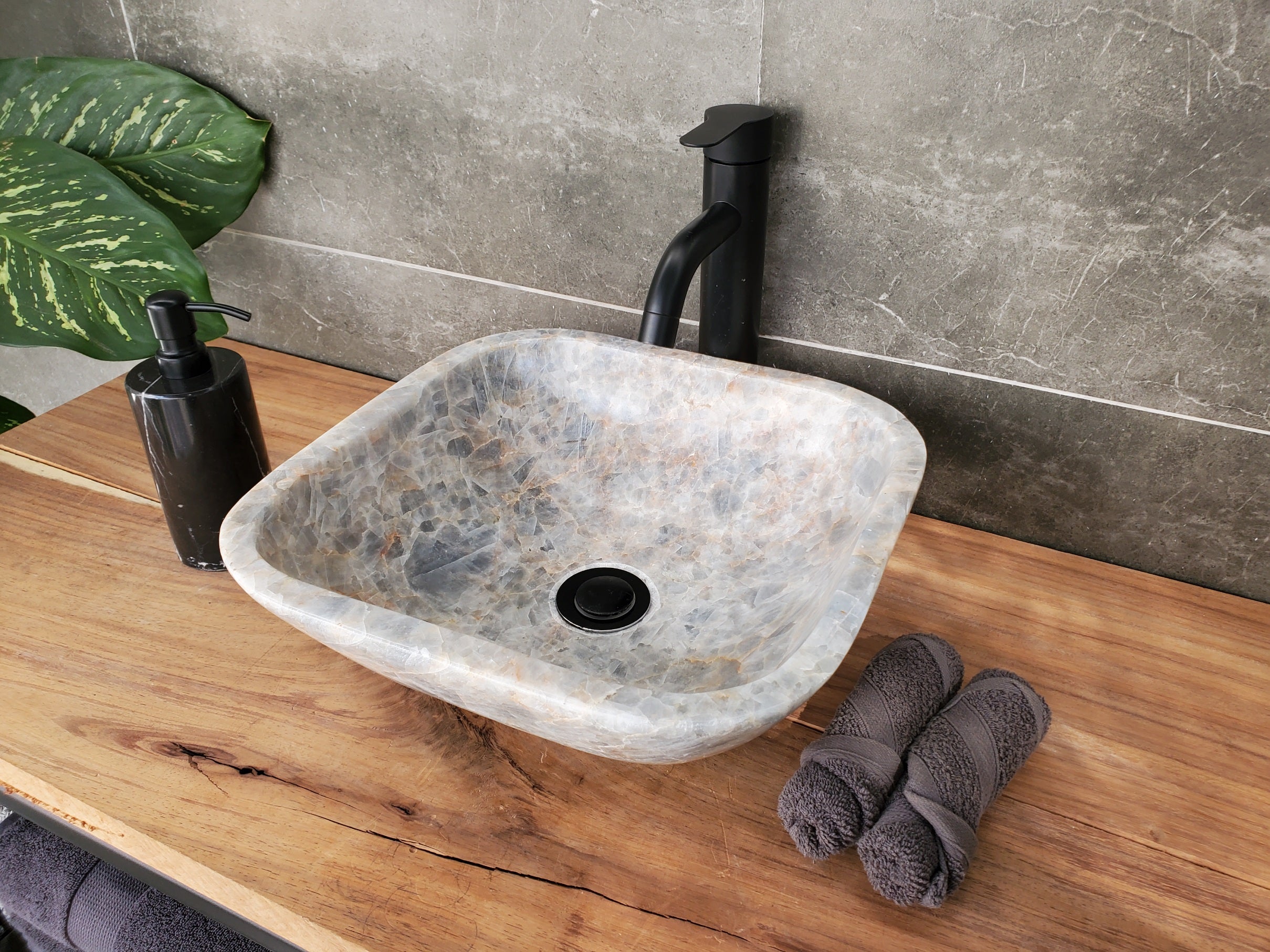 S34_11 Fluorite Stone Vessel Sink -13.7 x 13.7 inch