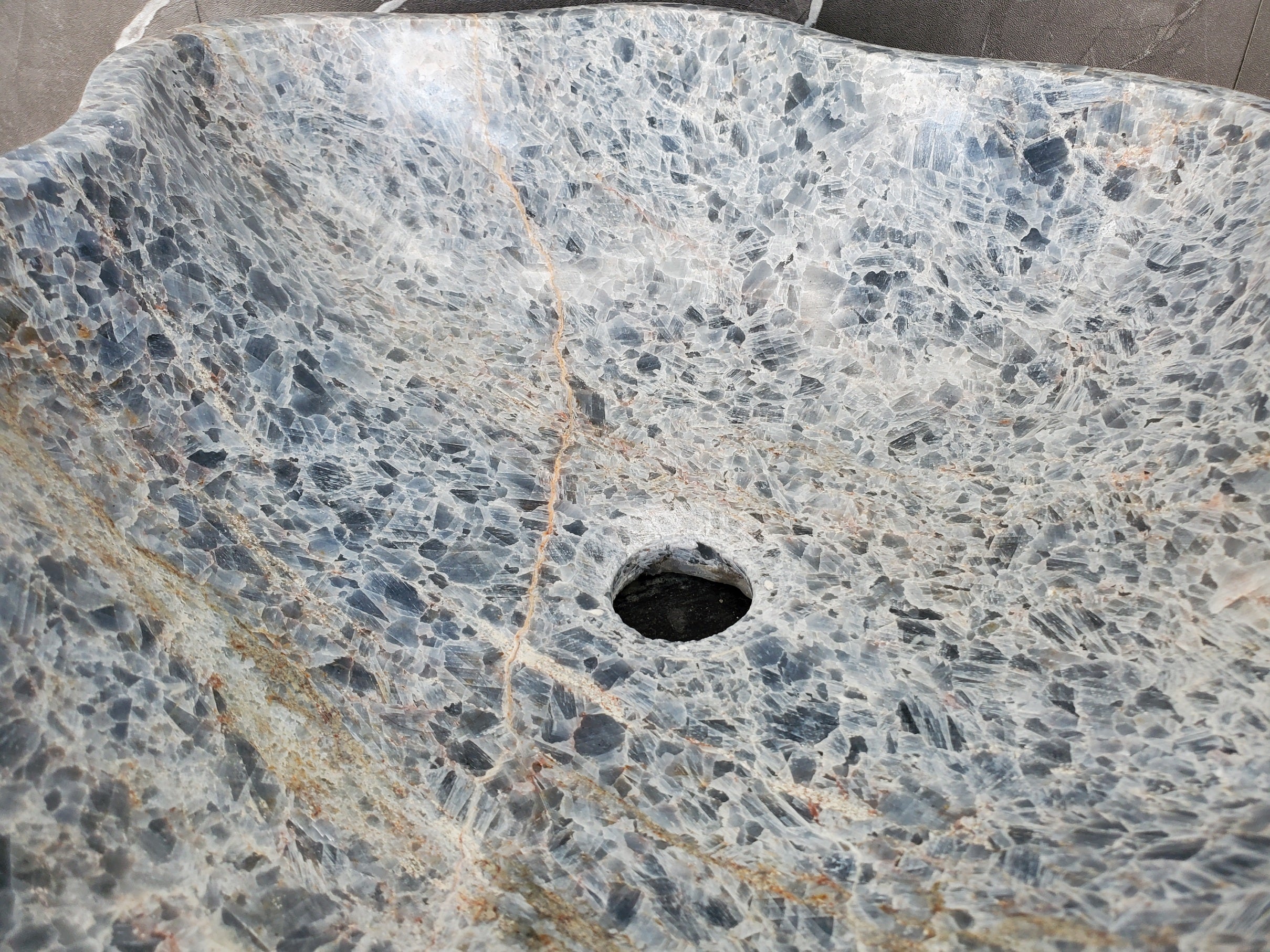 S34_13 Fluorite Stone Vessel Sink - Wavy