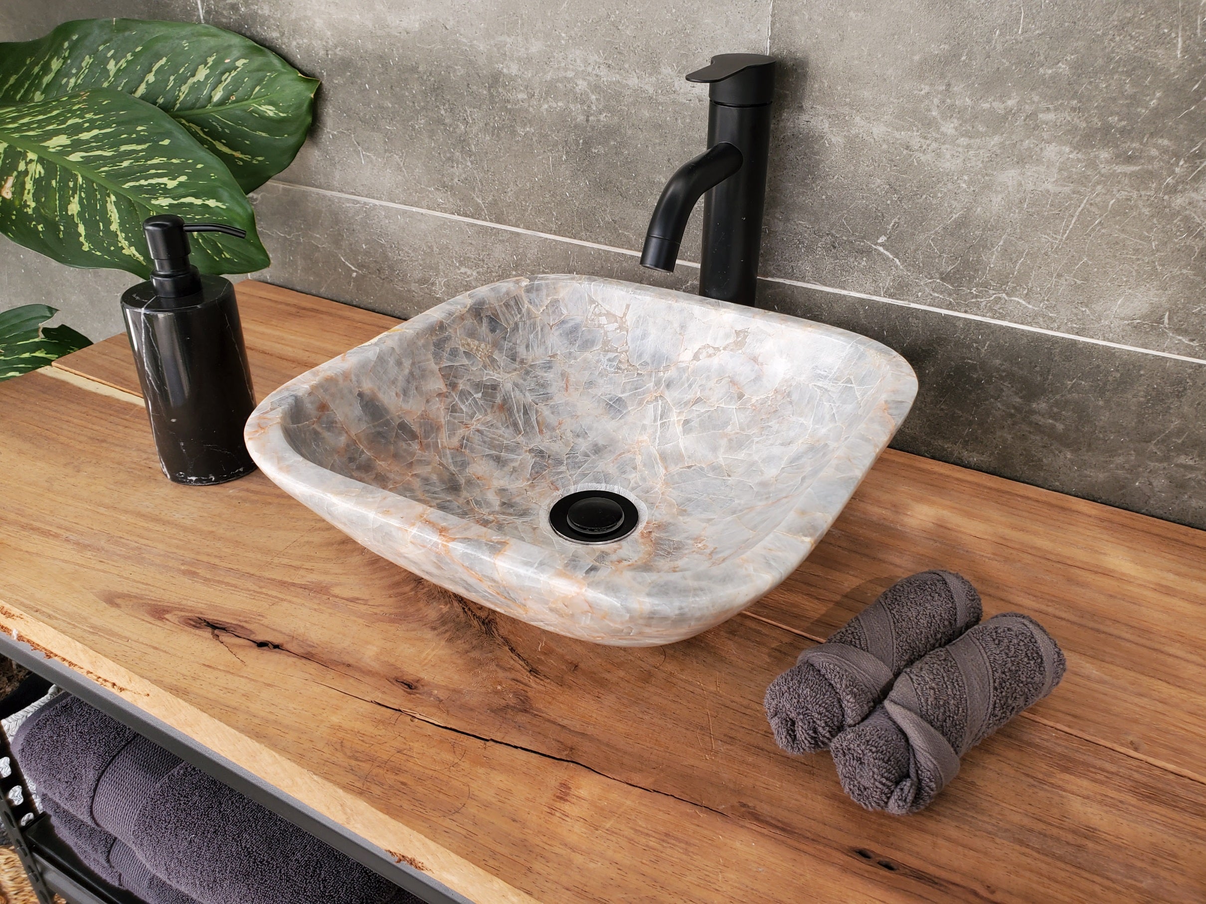 SET3402 Fluorite Stone Master Bath Set of 2 (Two) Vessel Sinks
