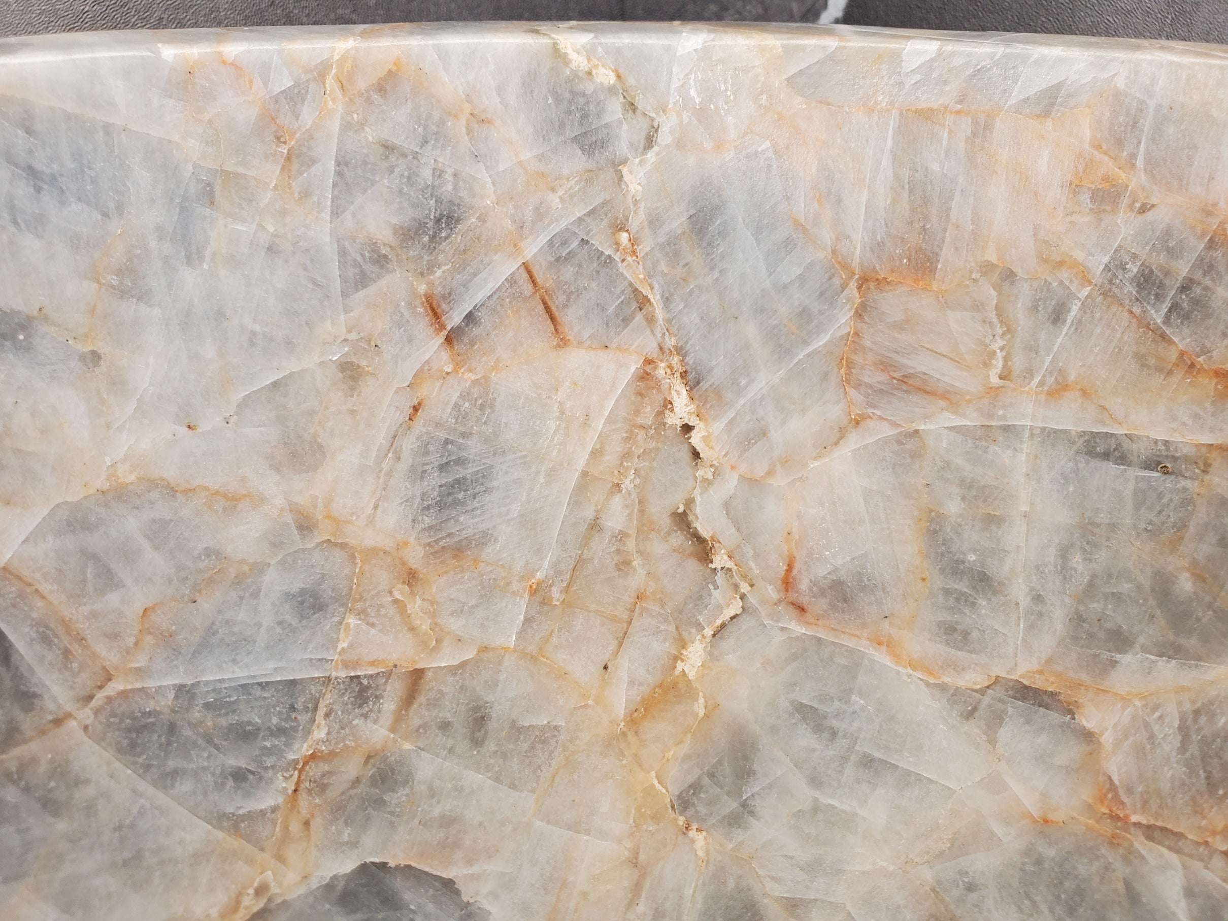 S34_12 Fluorite Stone Round Vessel Sink - 15.5 x 15.5 inch