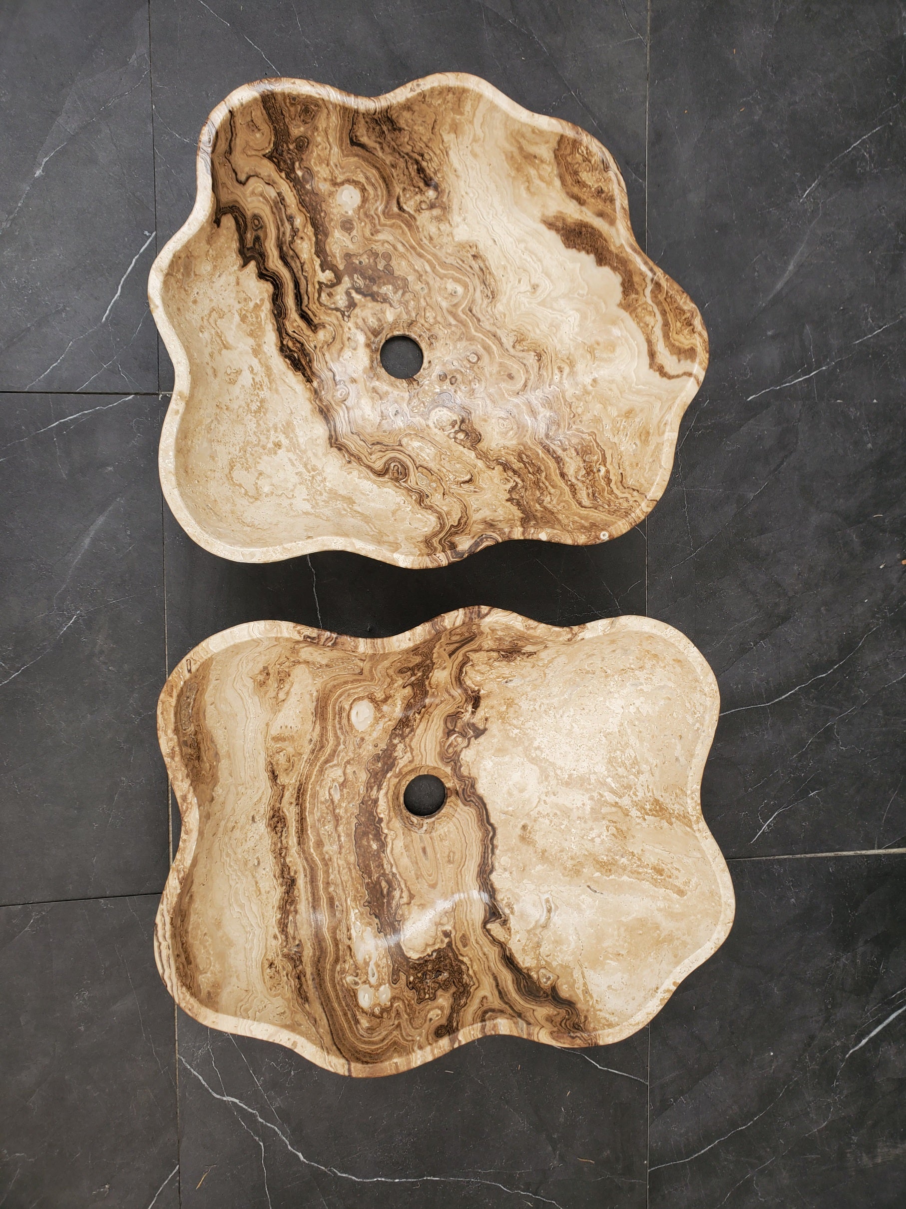 SET3302 Marble Stone Master Bath Set of 2 (Two) Vessel Sinks