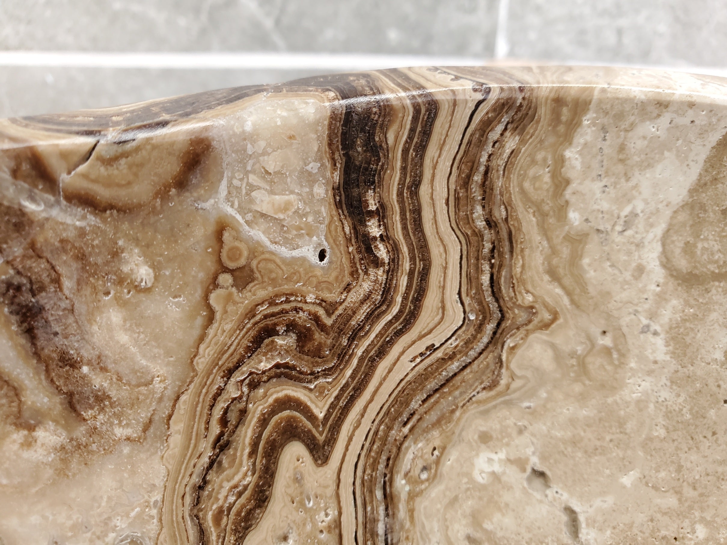 S33_42 Marble Stone Vessel Sink - 18 x 15.5 inch
