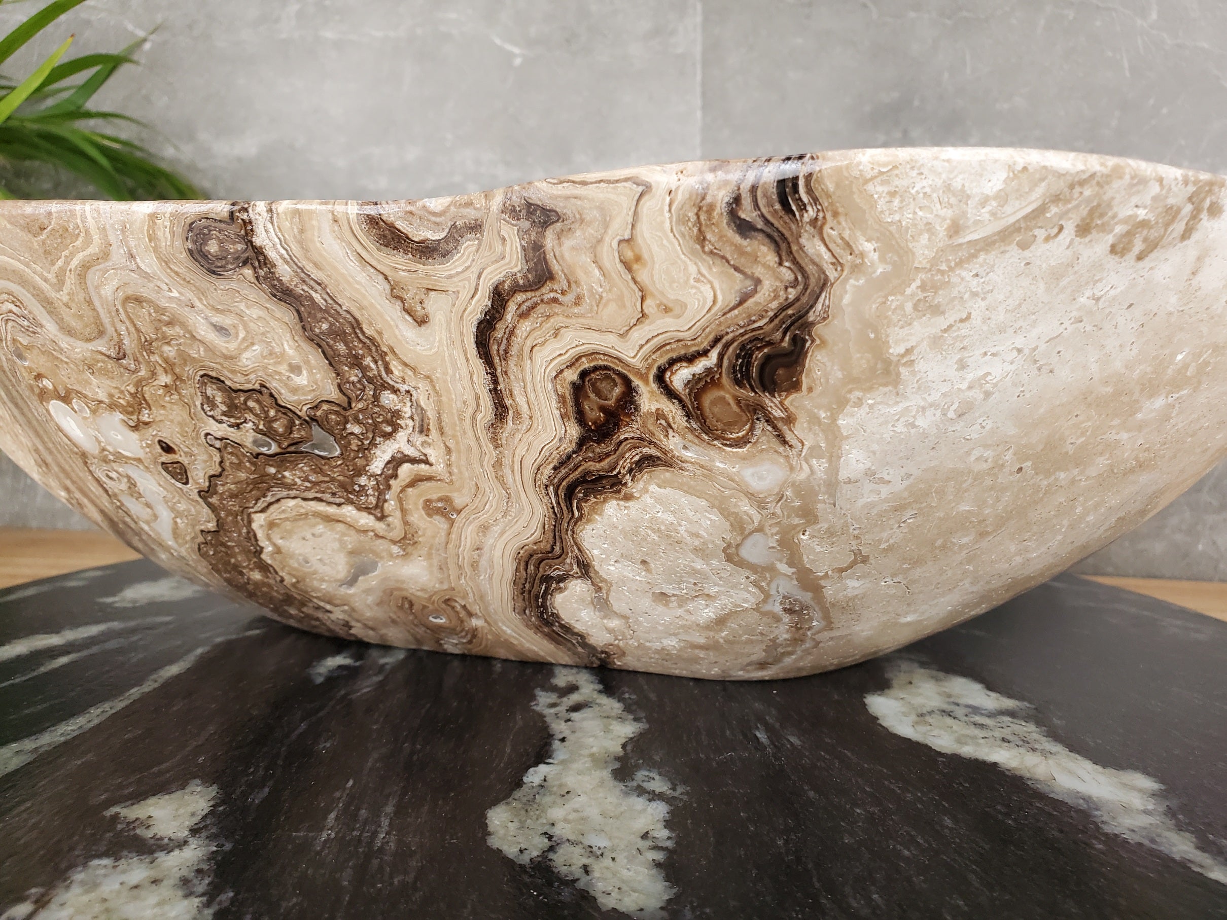 S33_41 Marble Stone Vessel Sink - 18 x 14 inch