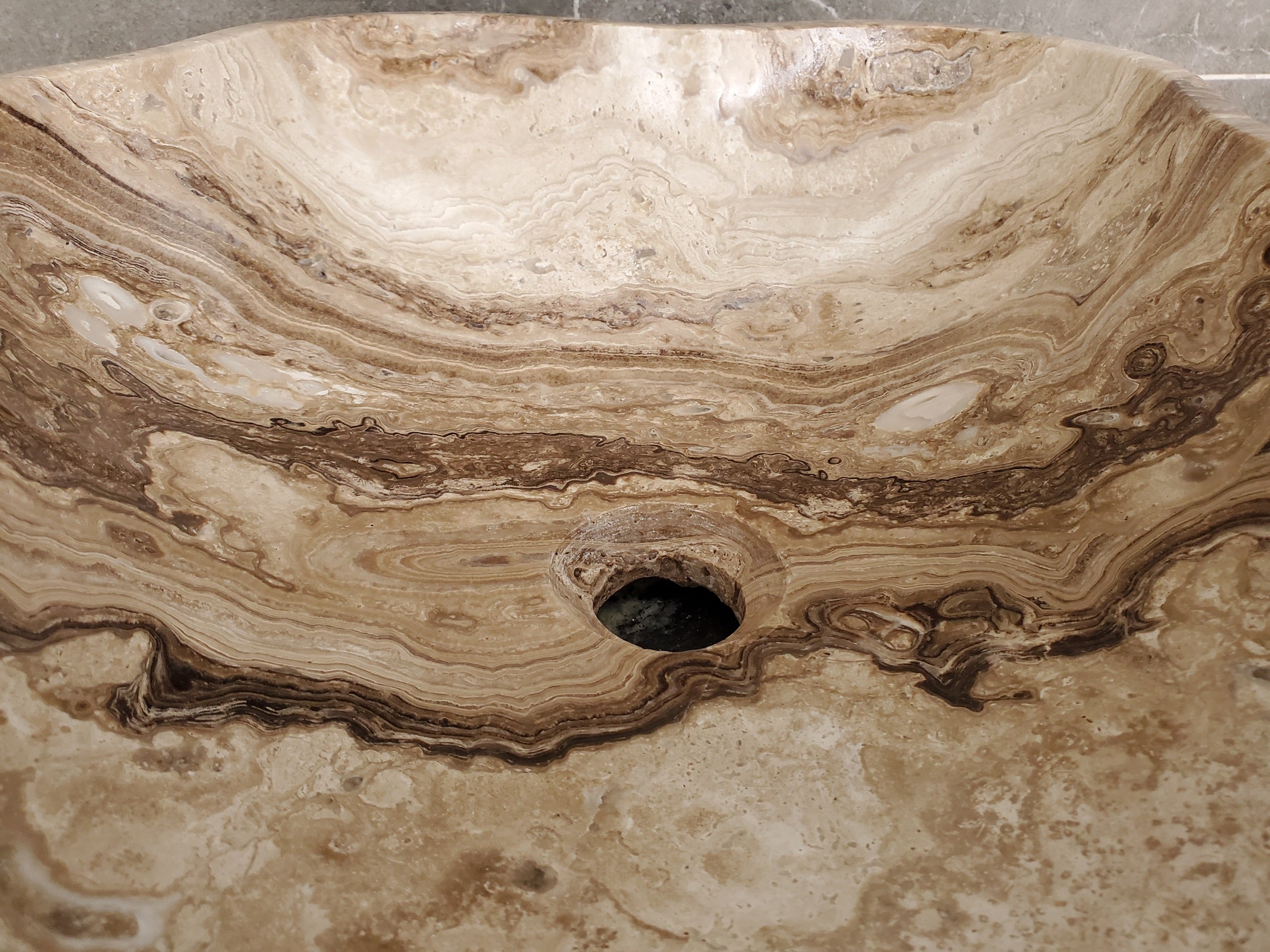 S33_41 Marble Stone Vessel Sink - 18 x 14 inch