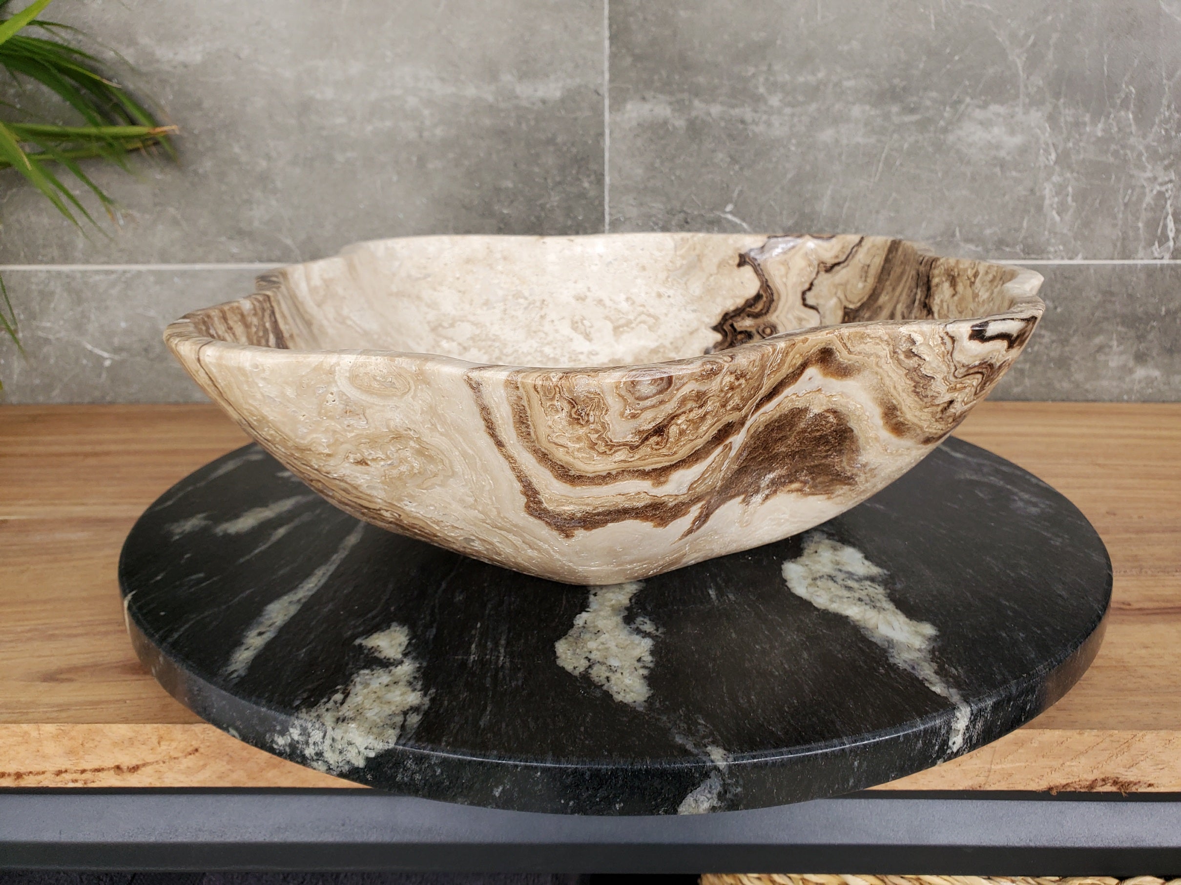 S33_42 Marble Stone Vessel Sink - 18 x 15.5 inch