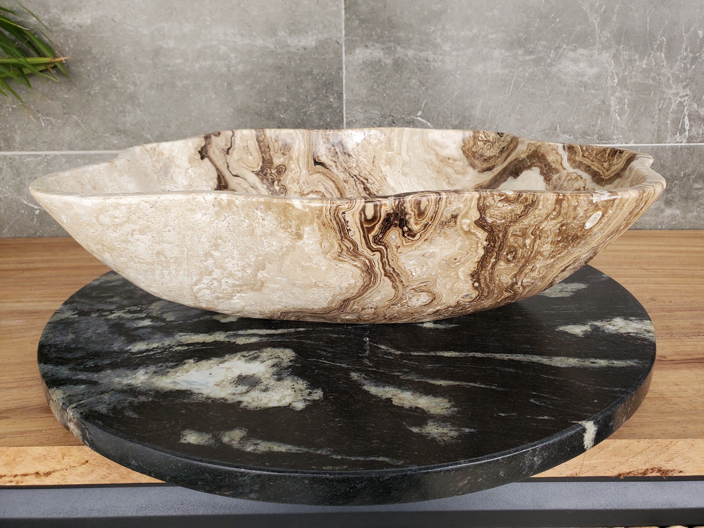 S33_42 Marble Stone Vessel Sink - 18 x 15.5 inch