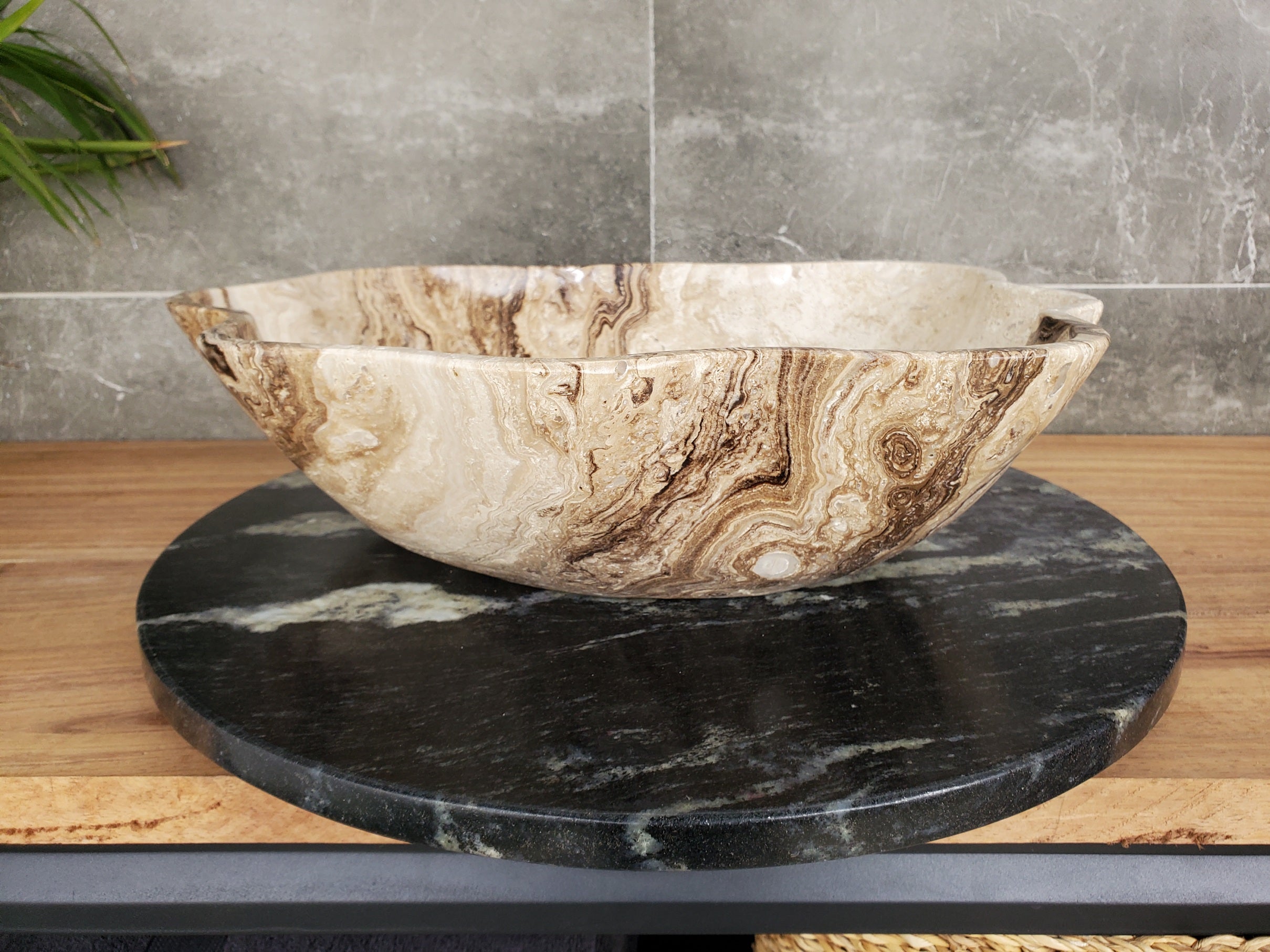 S33_42 Marble Stone Vessel Sink - 18 x 15.5 inch