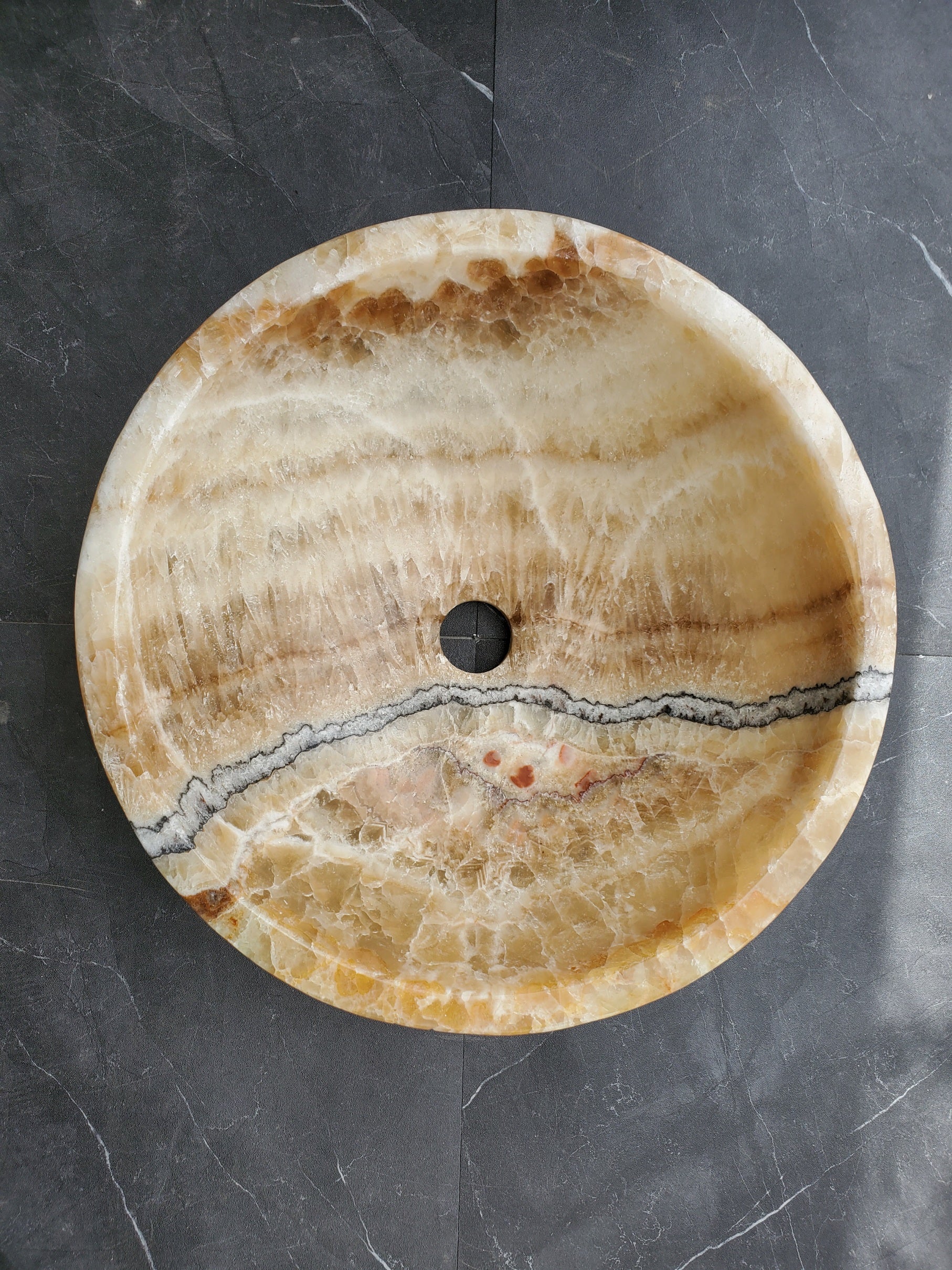 S31_08 Onyx Stone Vessel Sink - 13.5 inch