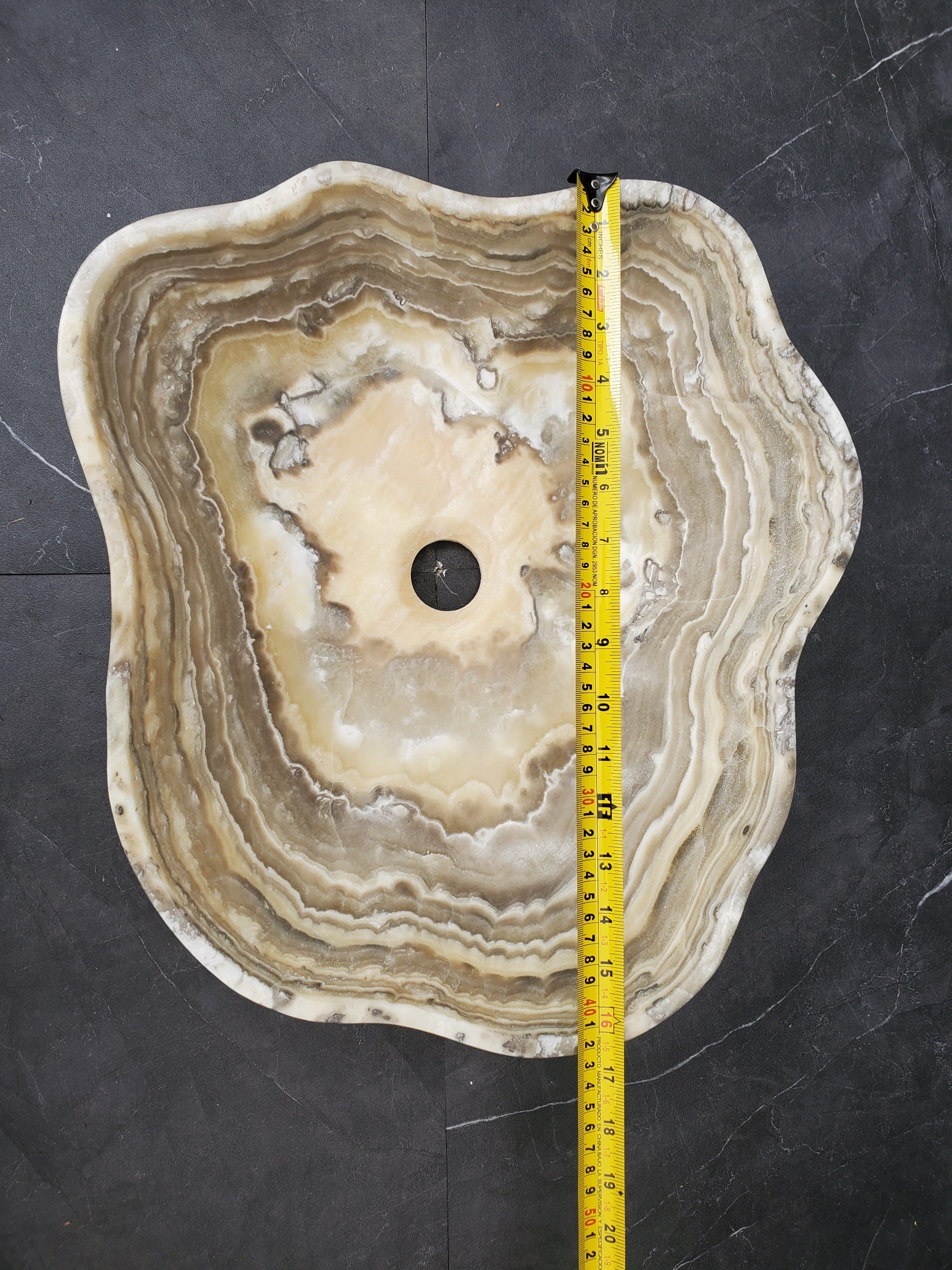 S33_34 Onyx Stone Vessel Bathroom Sink - 16.5 x 15 inch