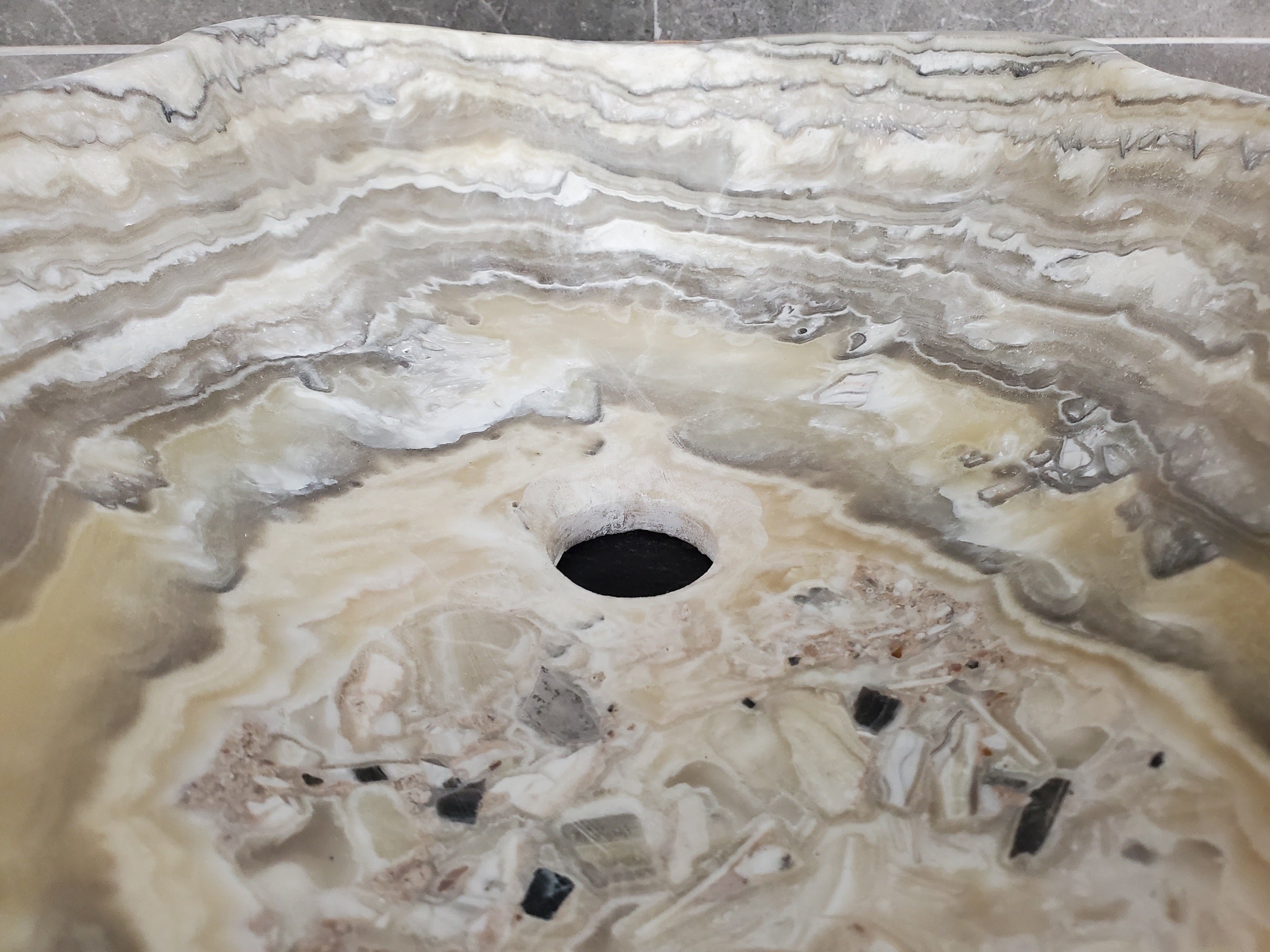 S33_35 Onyx Stone Vessel Bathroom Sink - 19 x 12 inch