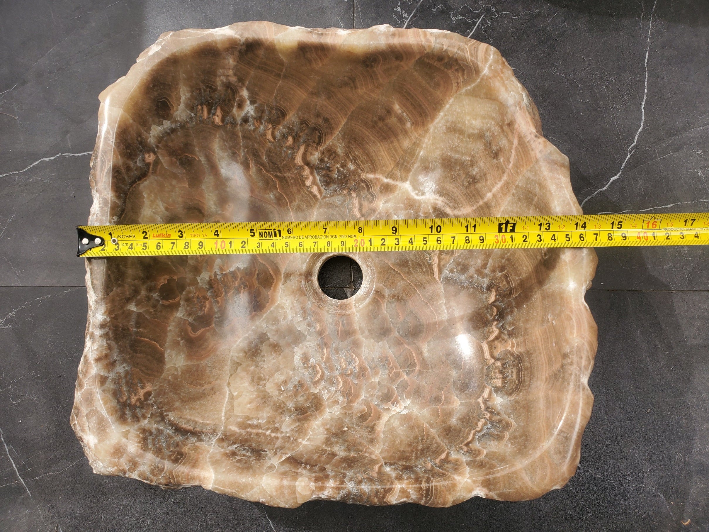 S33_12 Onyx Stone Vessel Sink - 15 x 14 inch