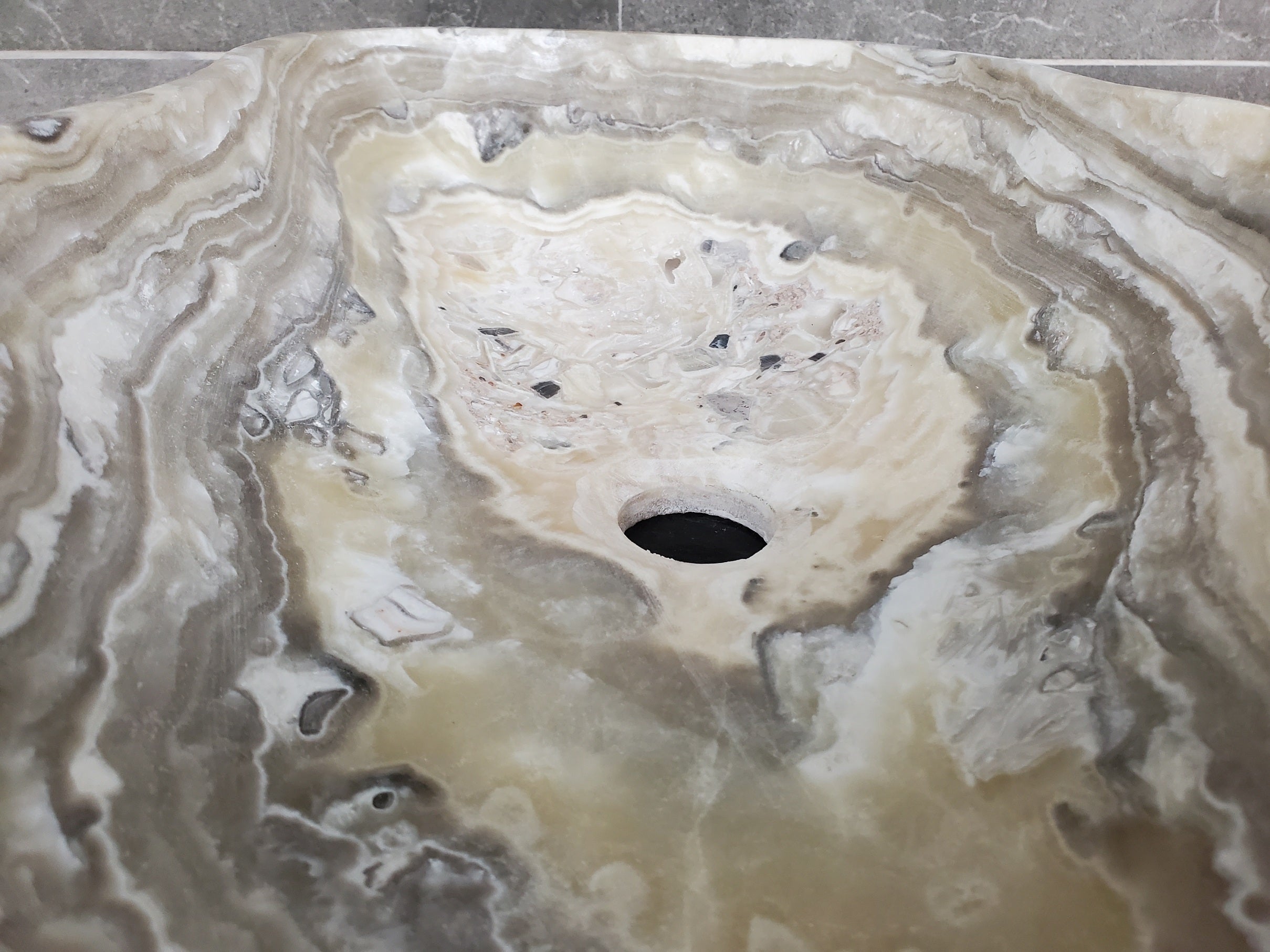 S33_35 Onyx Stone Vessel Bathroom Sink - 19 x 12 inch