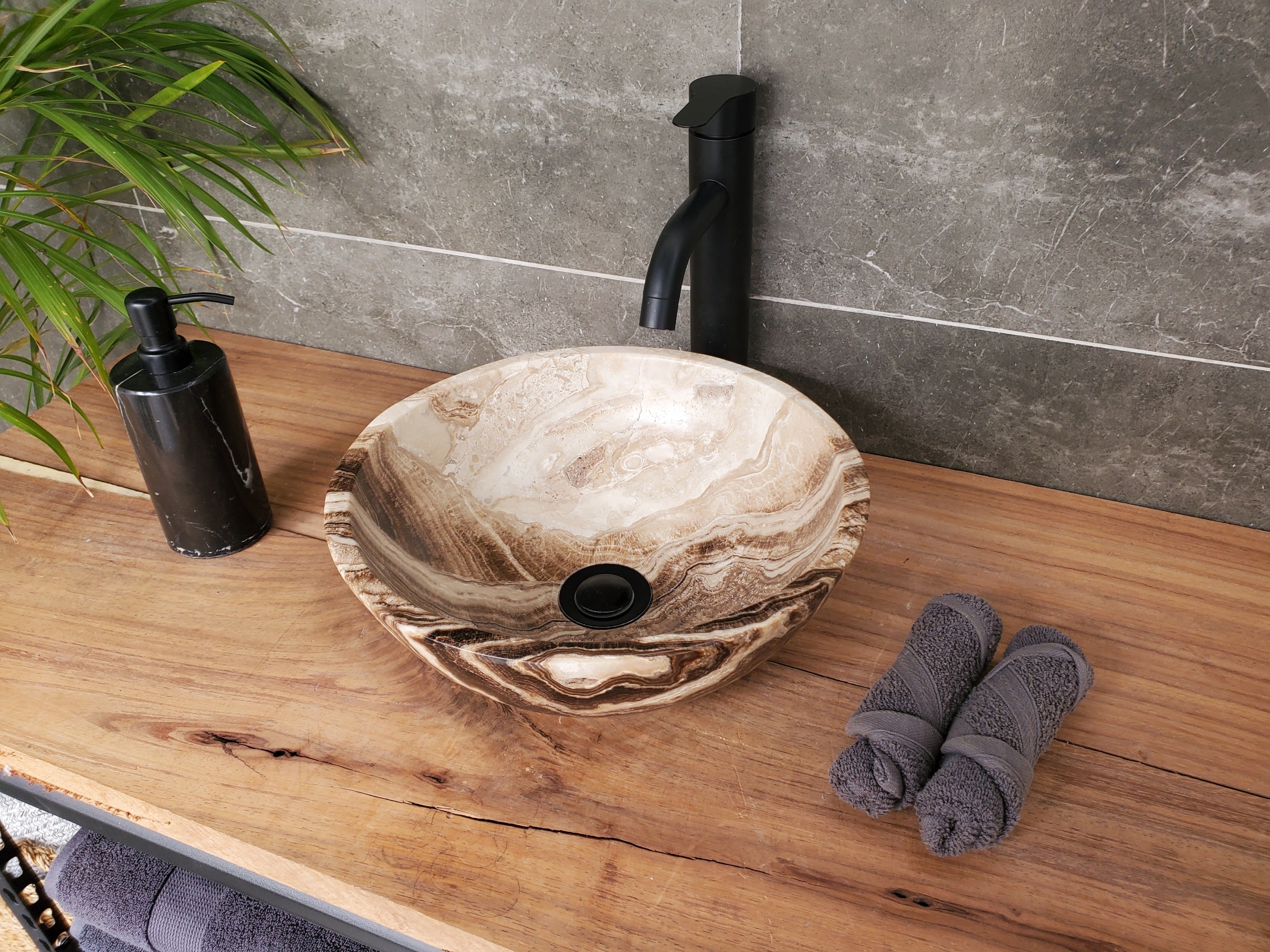 S33_44 Onyx Bathroom Vessel Sink - Round 12.5 inch