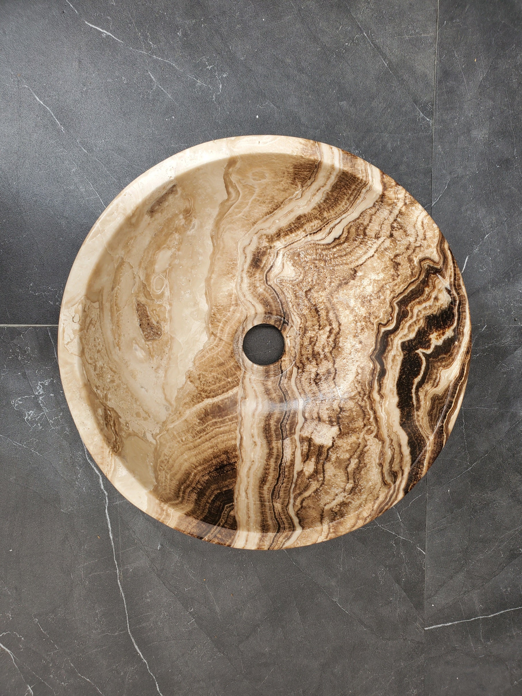 S33_44 Onyx Bathroom Vessel Sink - Round 12.5 inch