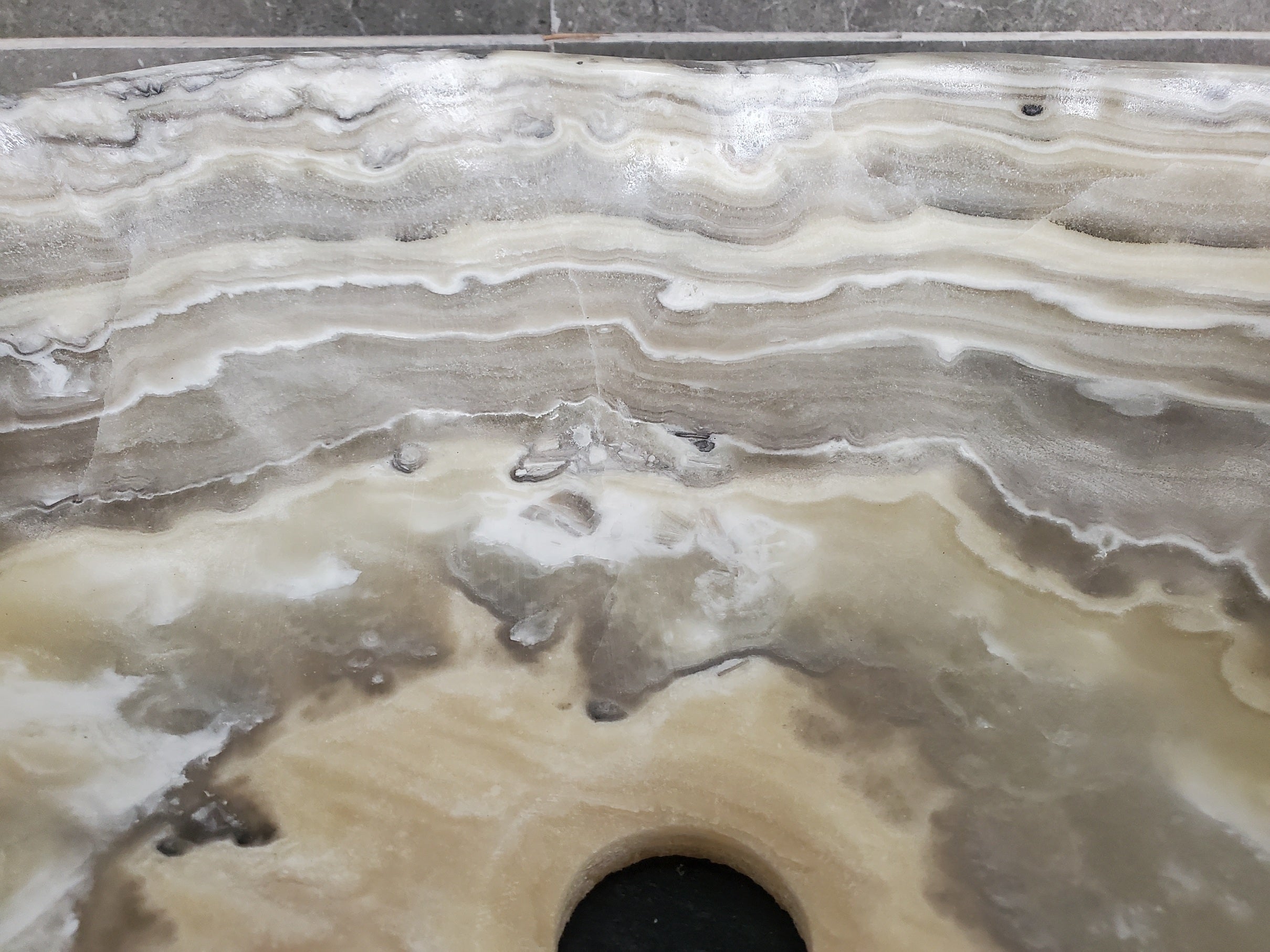S33_34 Onyx Stone Vessel Bathroom Sink - 16.5 x 15 inch