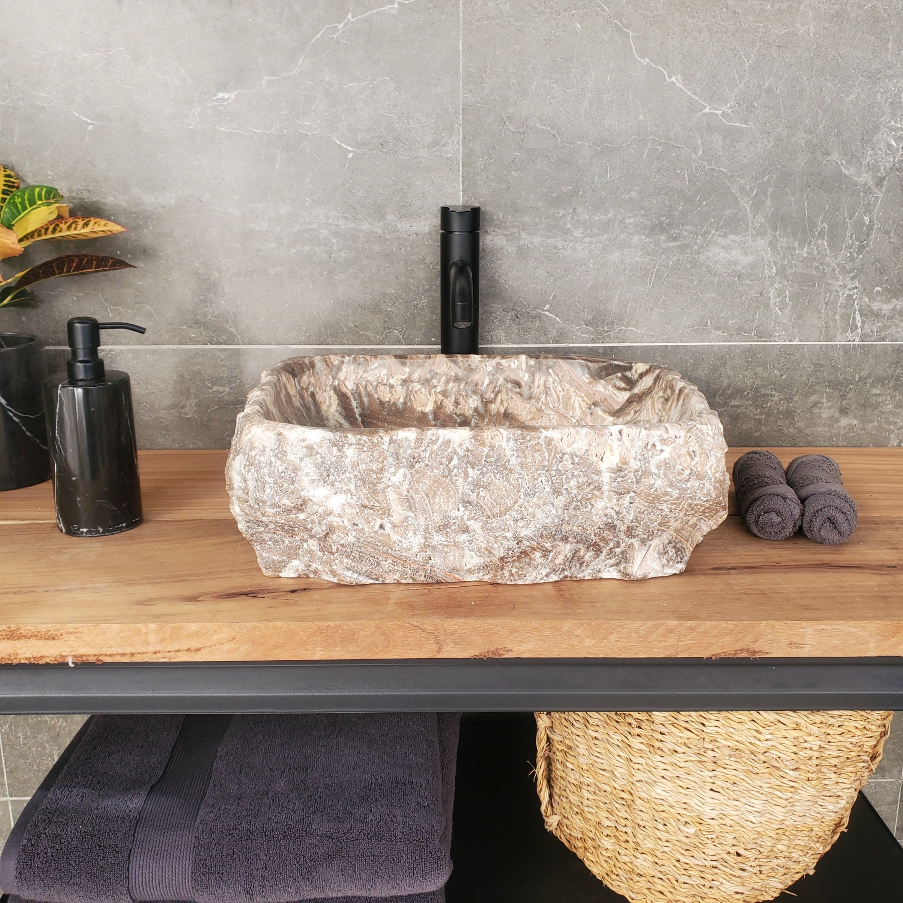 S33_11 Onyx Stone Vessel Sink - 16 x 13 inch