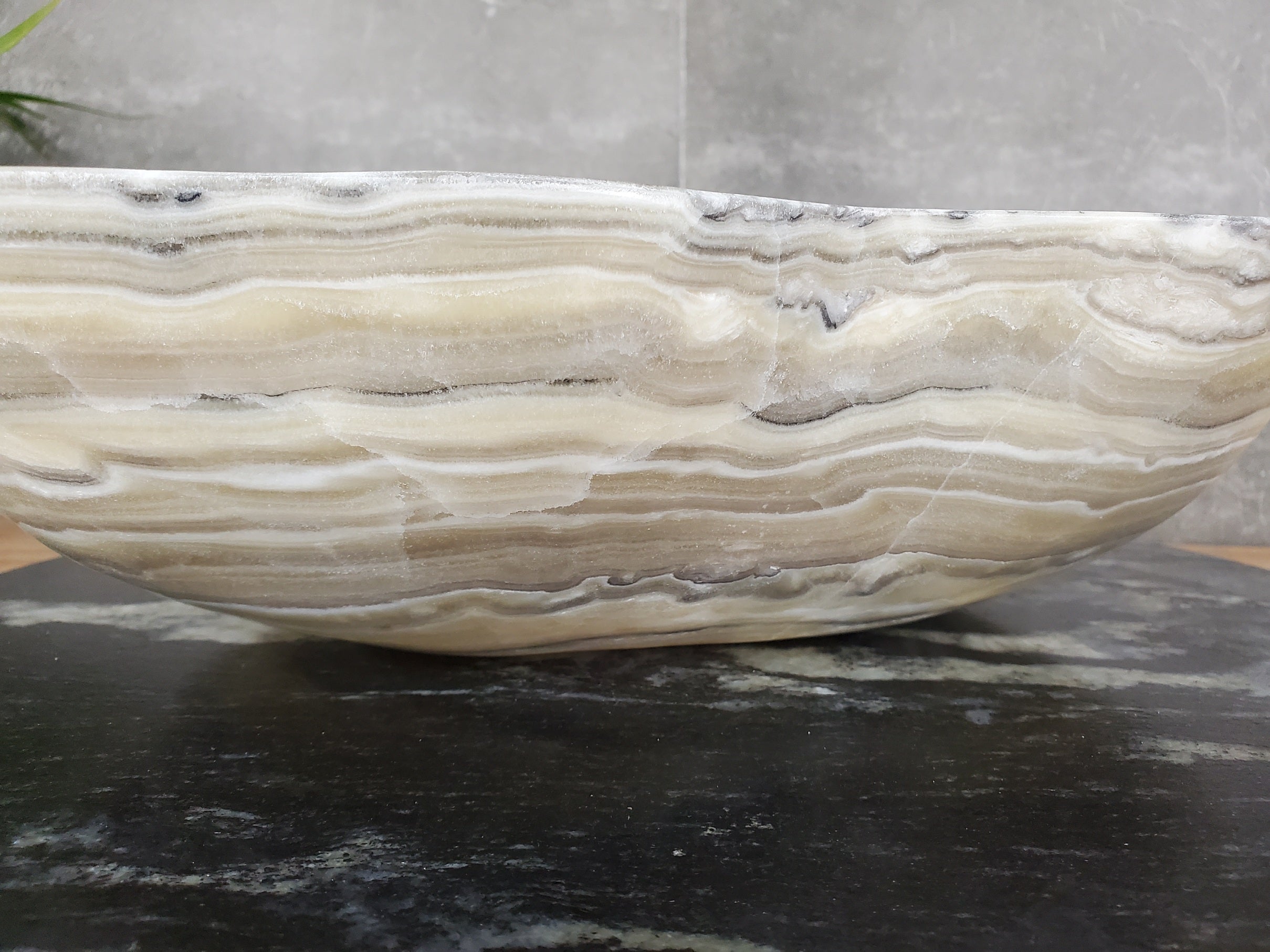 S33_34 Onyx Stone Vessel Bathroom Sink - 16.5 x 15 inch