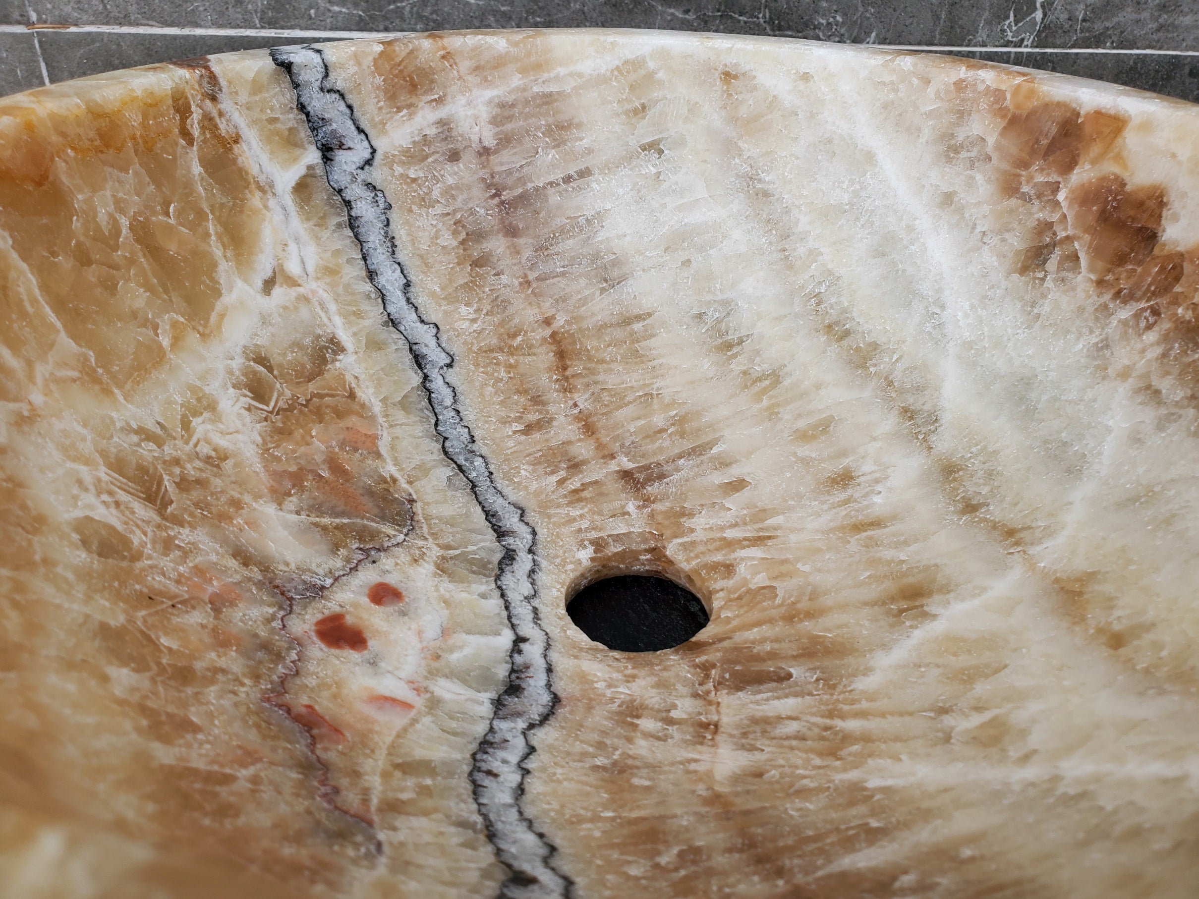 S31_08 Onyx Stone Vessel Sink - 13.5 inch