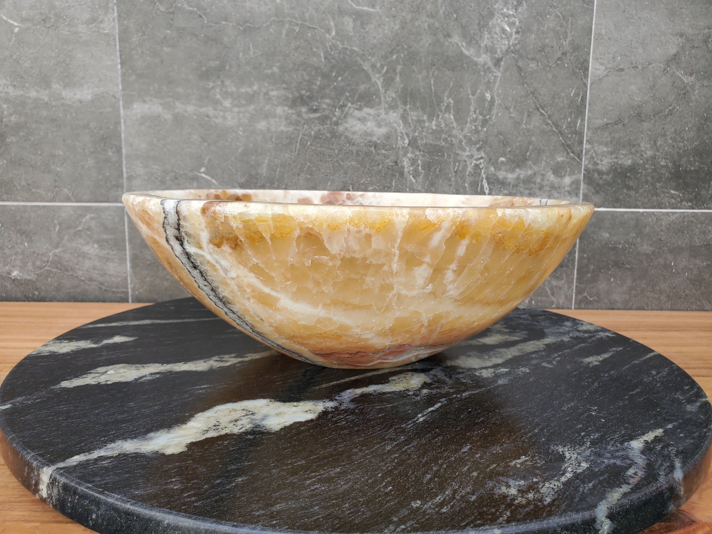 S31_08 Onyx Stone Vessel Sink - 13.5 inch
