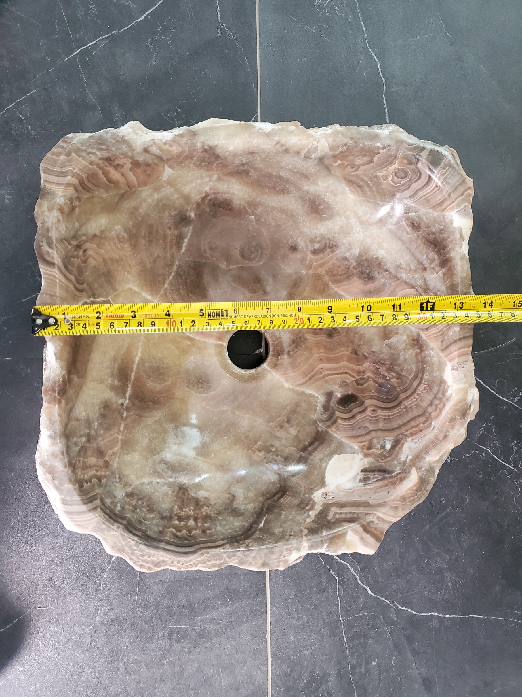 S34_07 Onyx Stone Vessel Sink - 14 x 13.5 inch