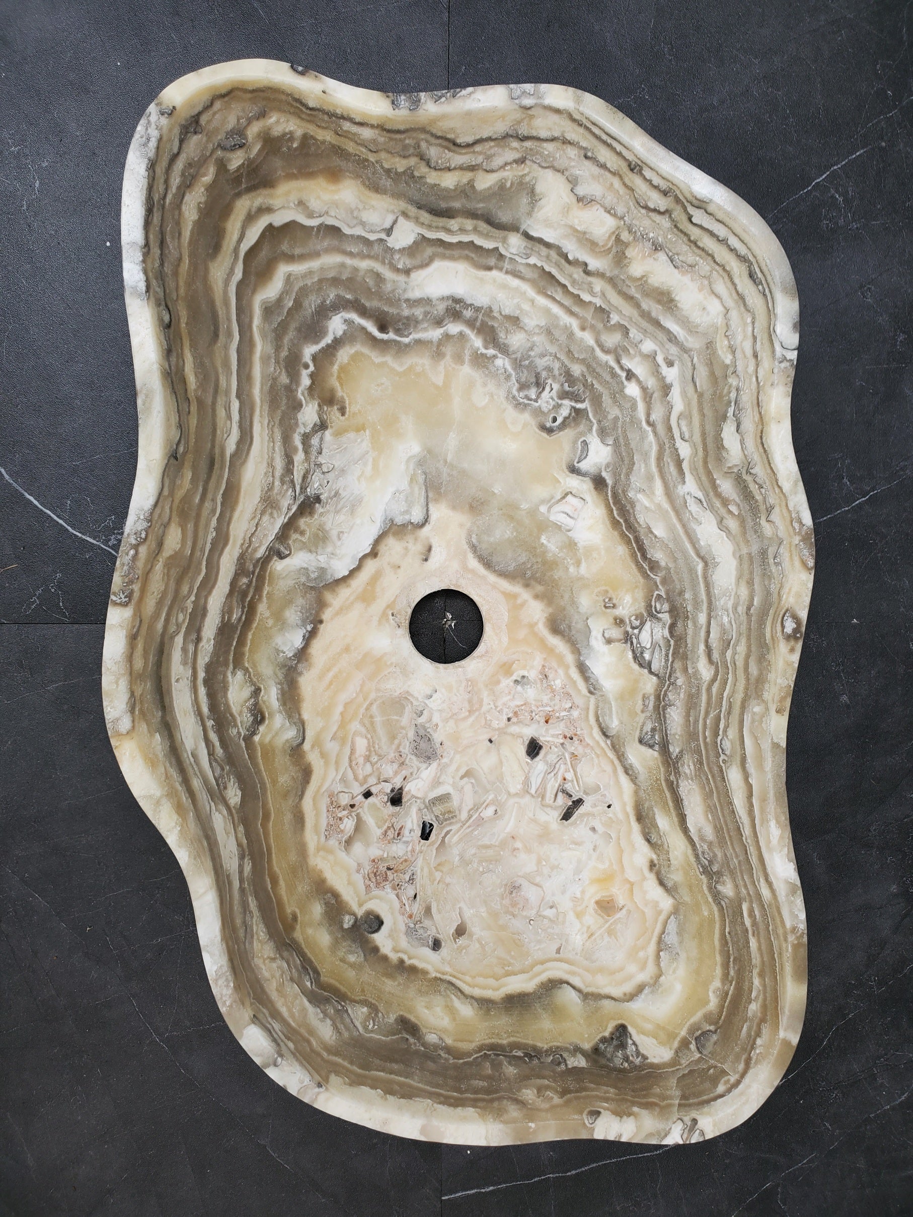 S33_35 Onyx Stone Vessel Bathroom Sink - 19 x 12 inch