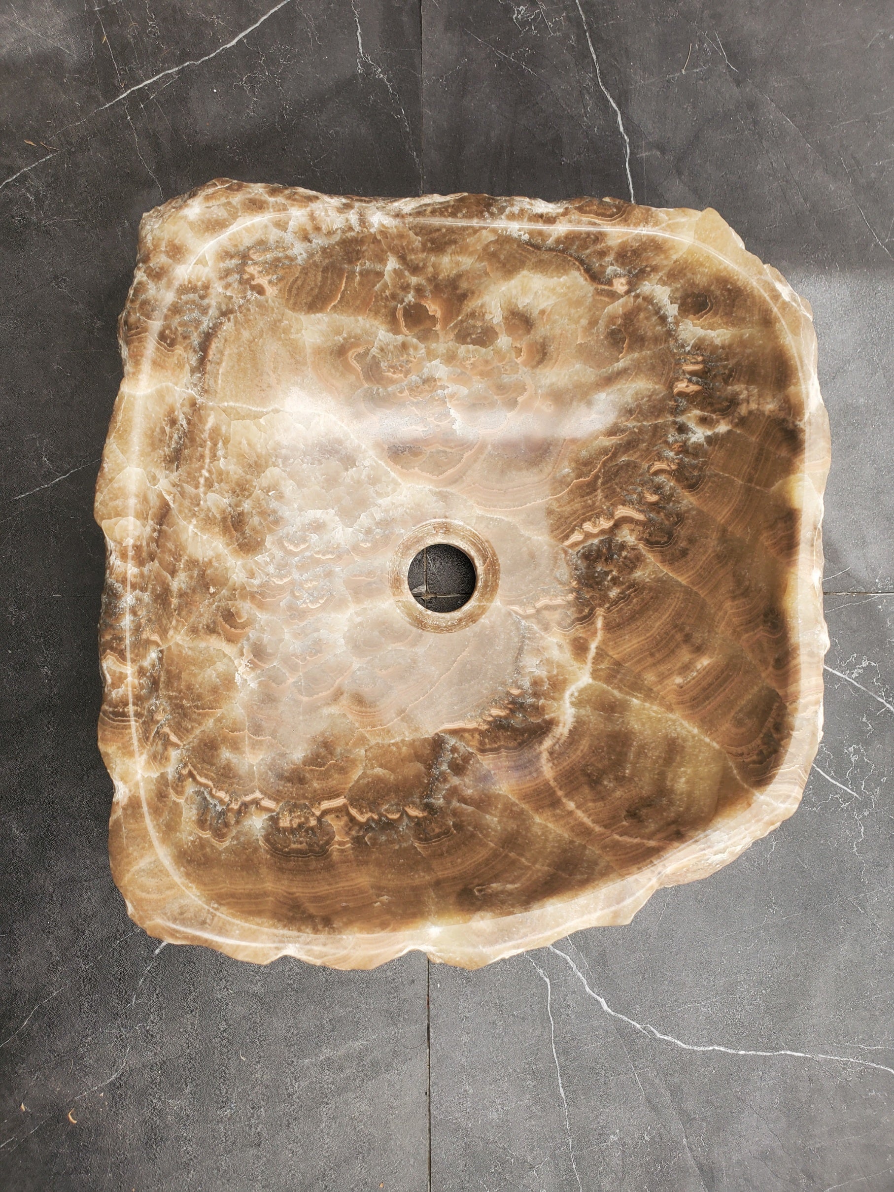 S33_12 Onyx Stone Vessel Sink - 15 x 14 inch