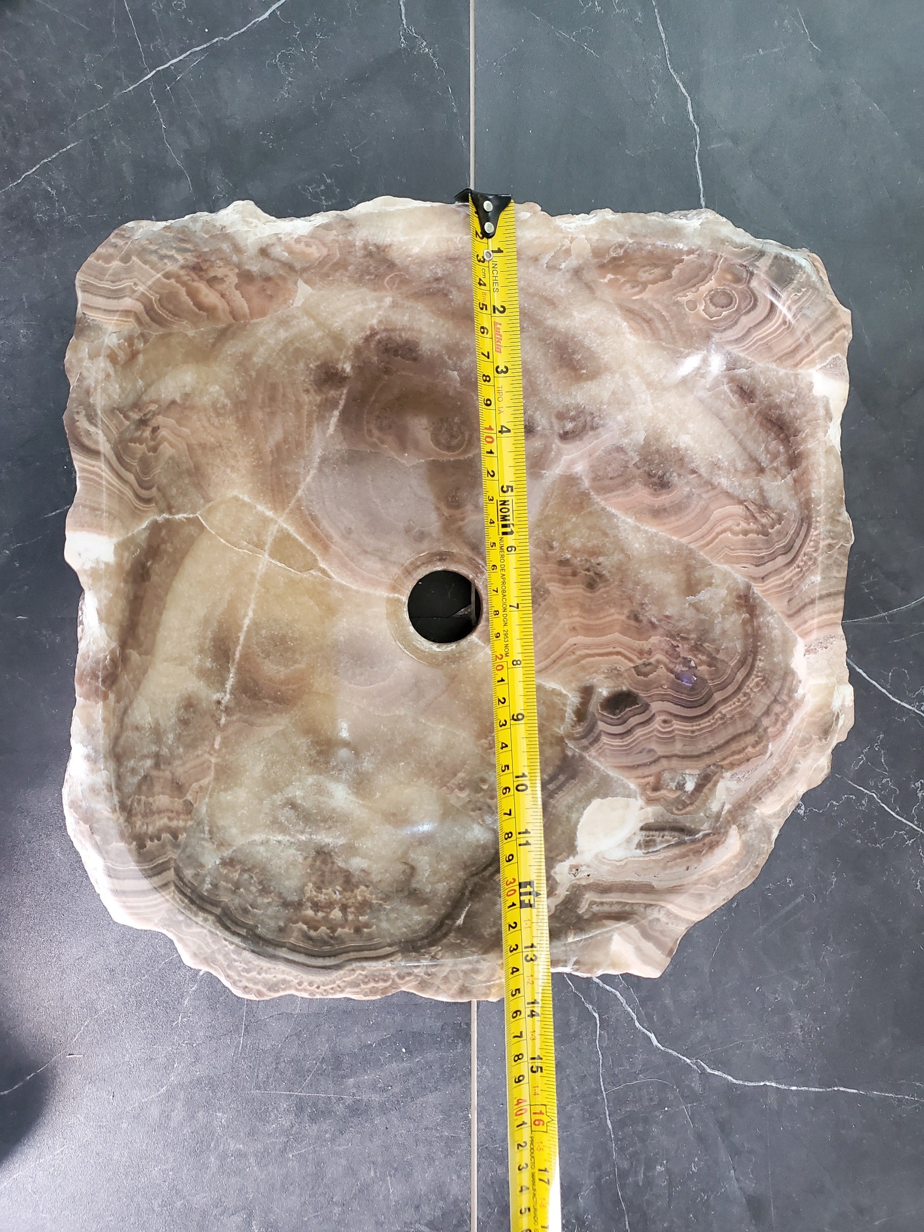 S34_07 Onyx Stone Vessel Sink - 14 x 13.5 inch