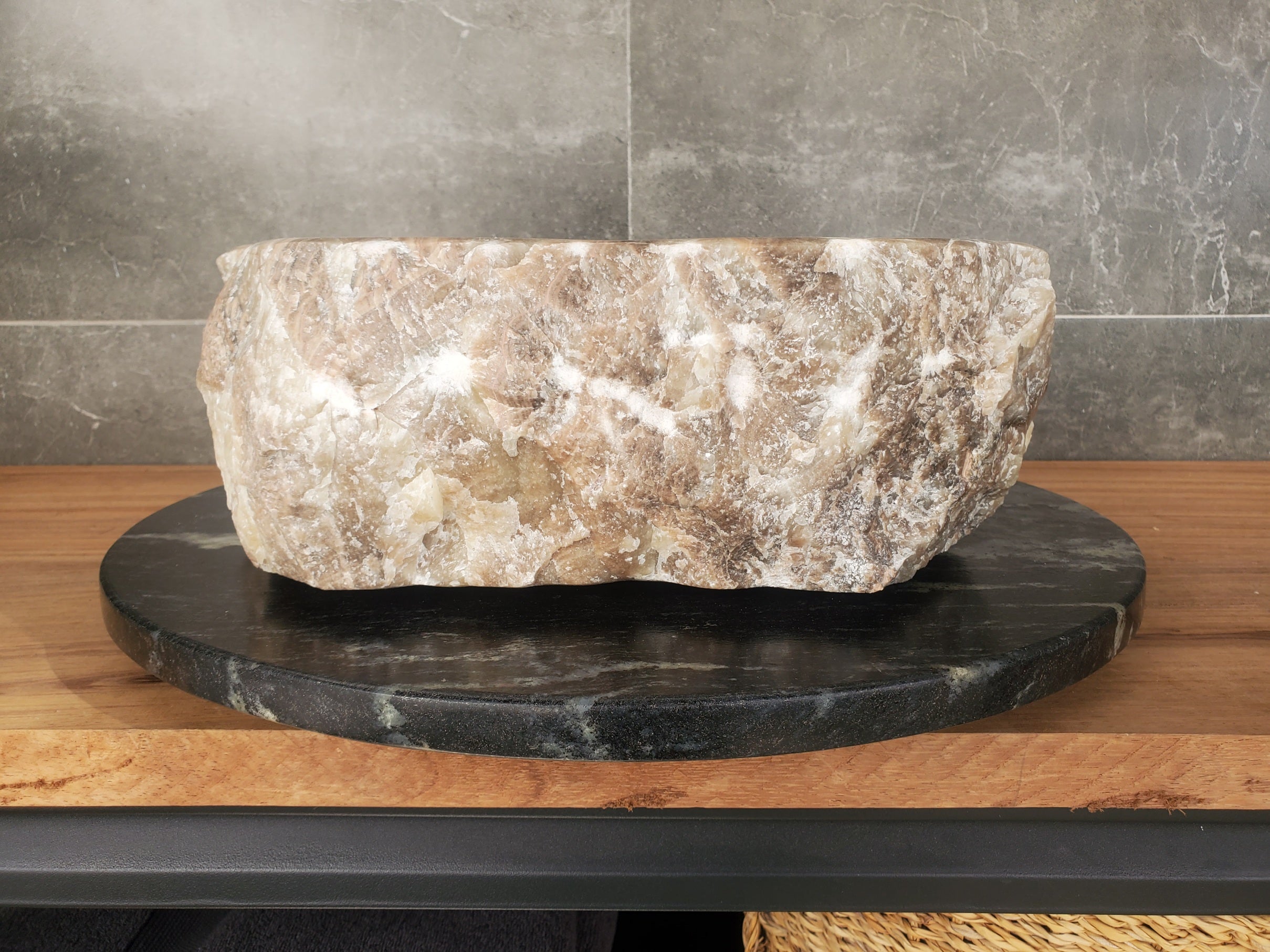 S33_12 Onyx Stone Vessel Sink - 15 x 14 inch