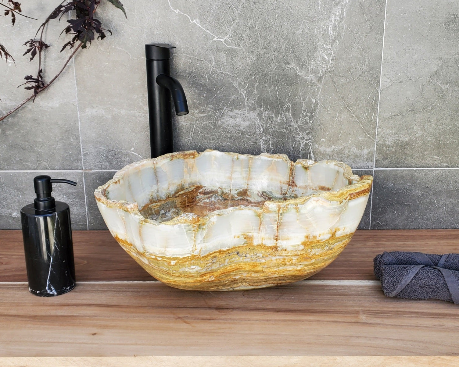 S30_01 Onyx Stone Vessel Bathroom Sink