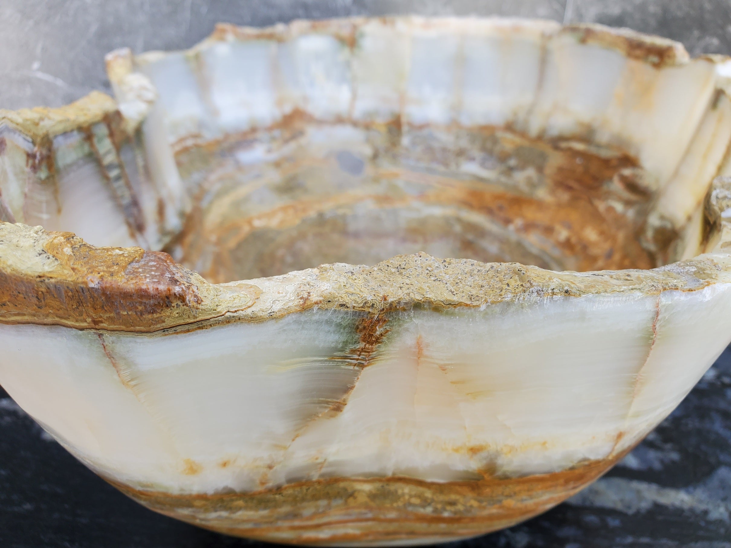 S30_01 Onyx Stone Vessel Bathroom Sink- 17 x 14 inch