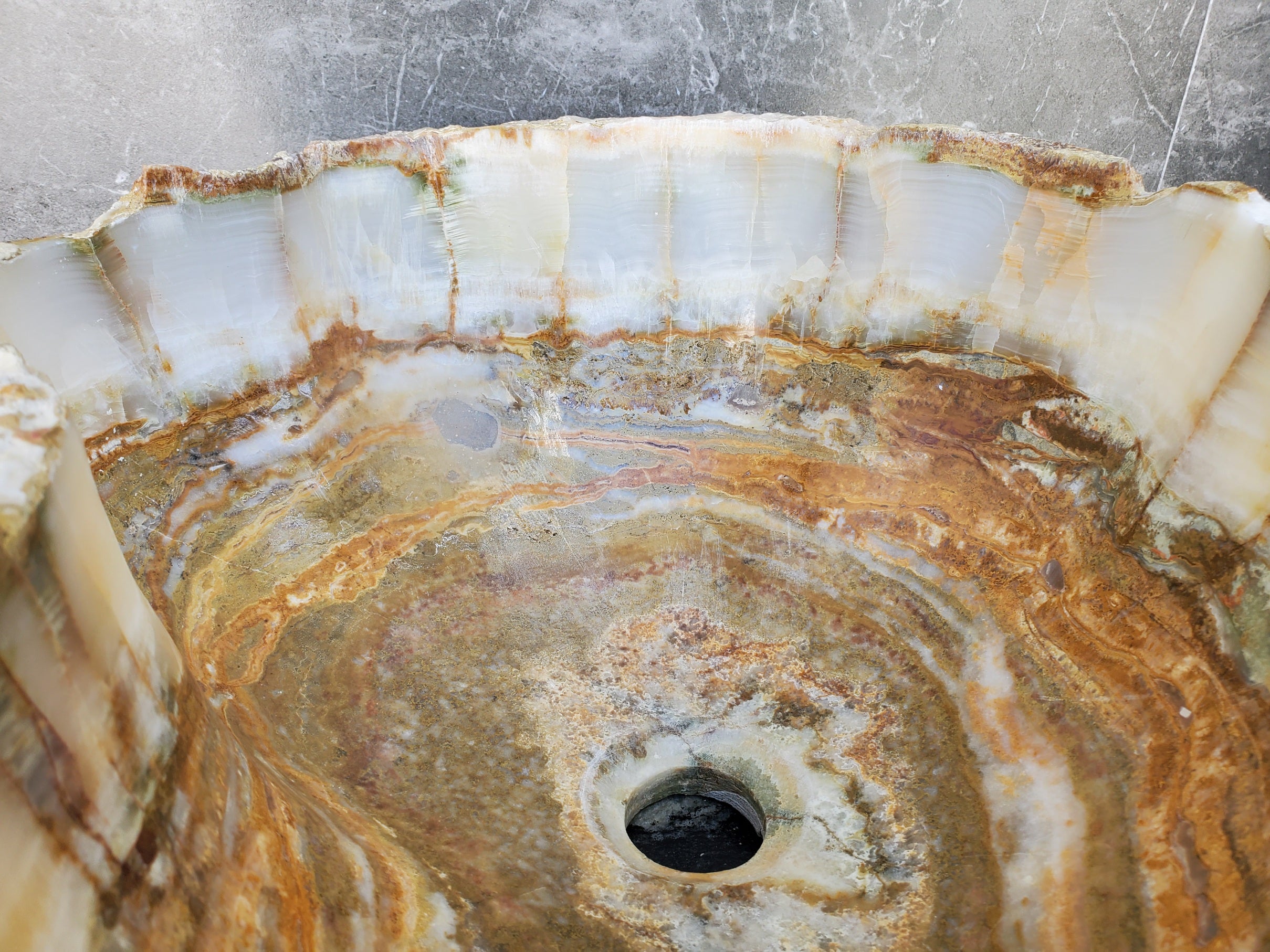 S30_01 Onyx Stone Vessel Bathroom Sink- 17 x 14 inch