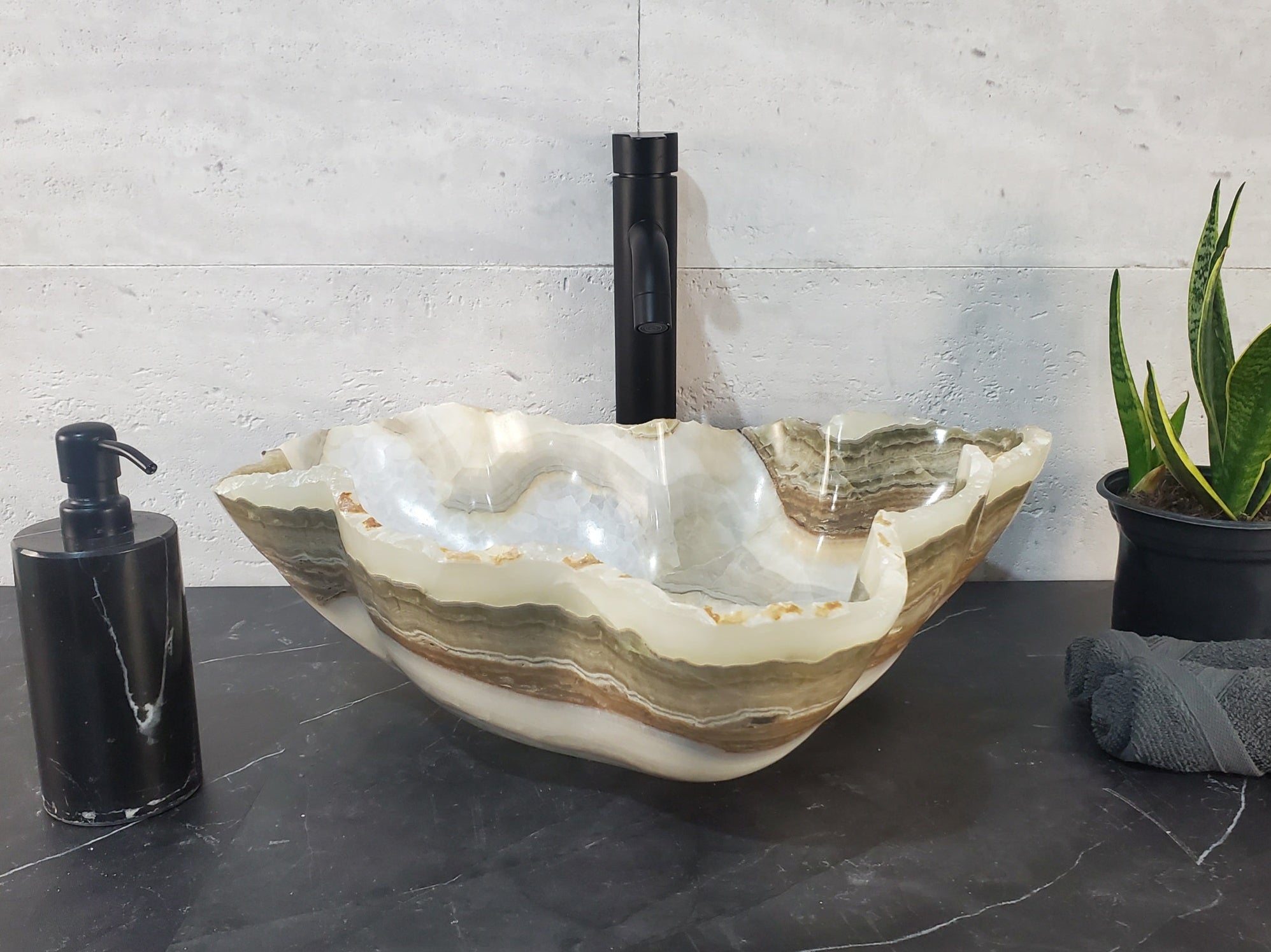 S27_19 Onyx Stone Bathroom Vessel Sink