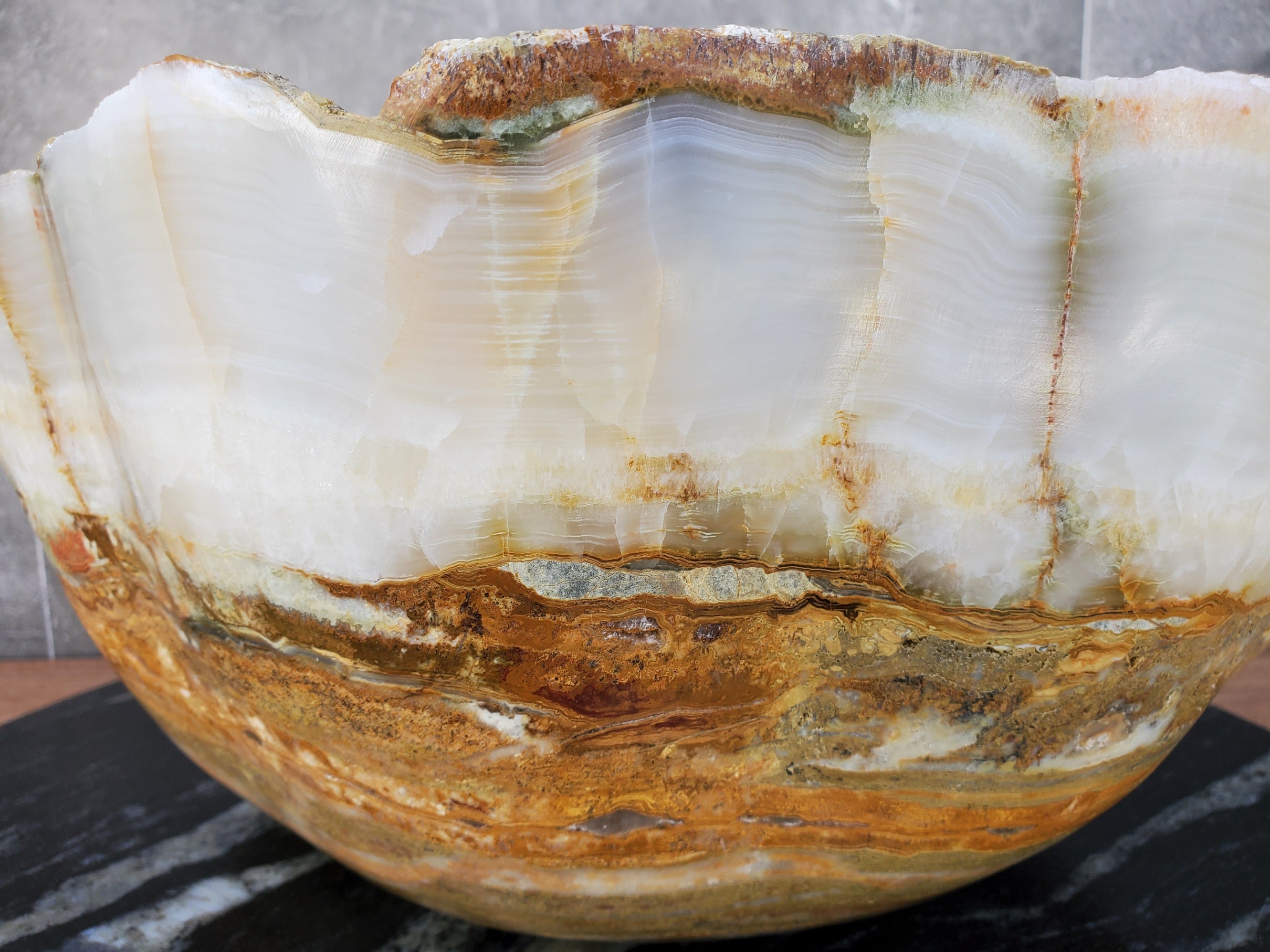 S30_01 Onyx Stone Vessel Bathroom Sink- 17 x 14 inch