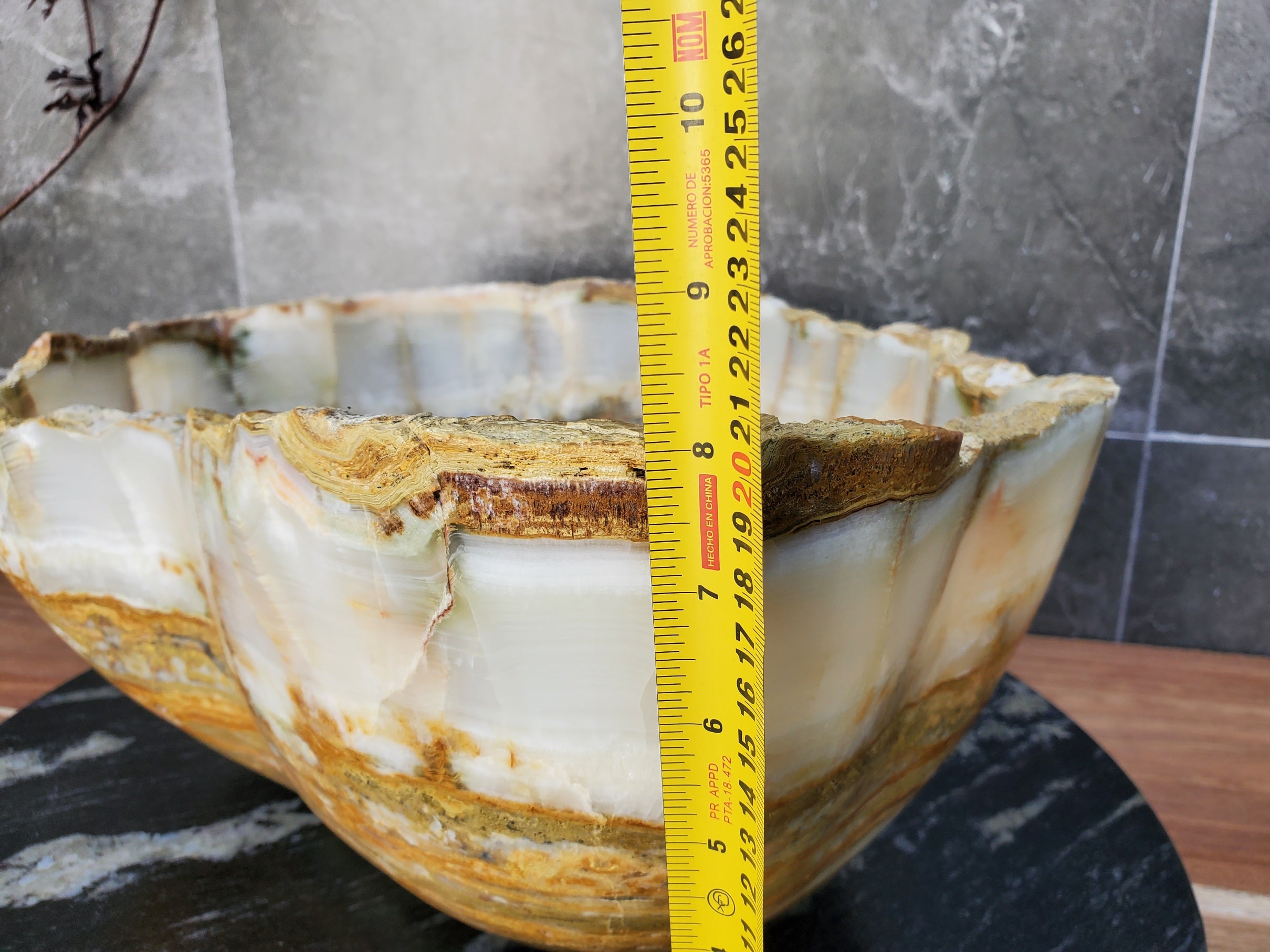 S30_01 Onyx Stone Vessel Bathroom Sink- 17 x 14 inch