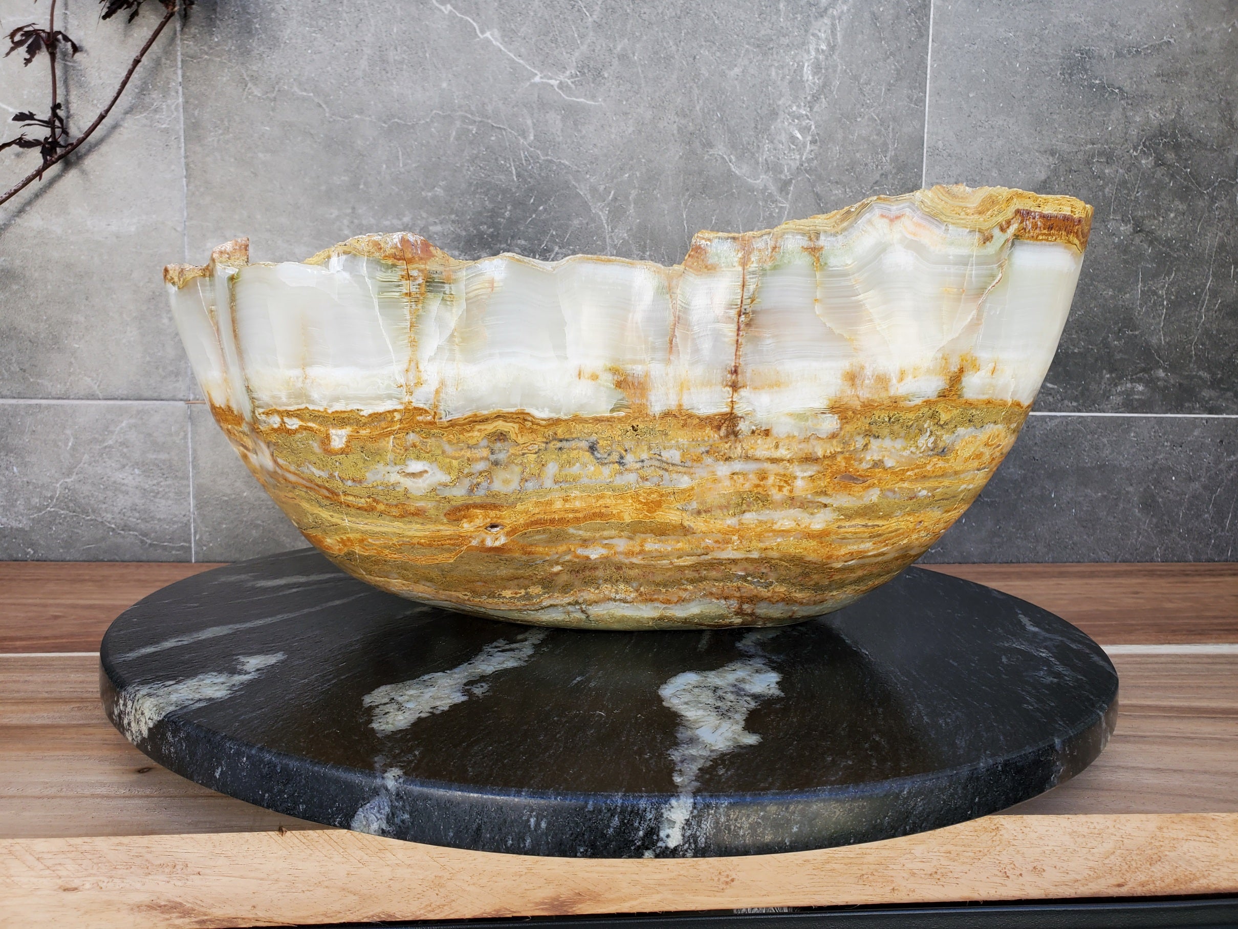 S30_01 Onyx Stone Vessel Bathroom Sink- 17 x 14 inch