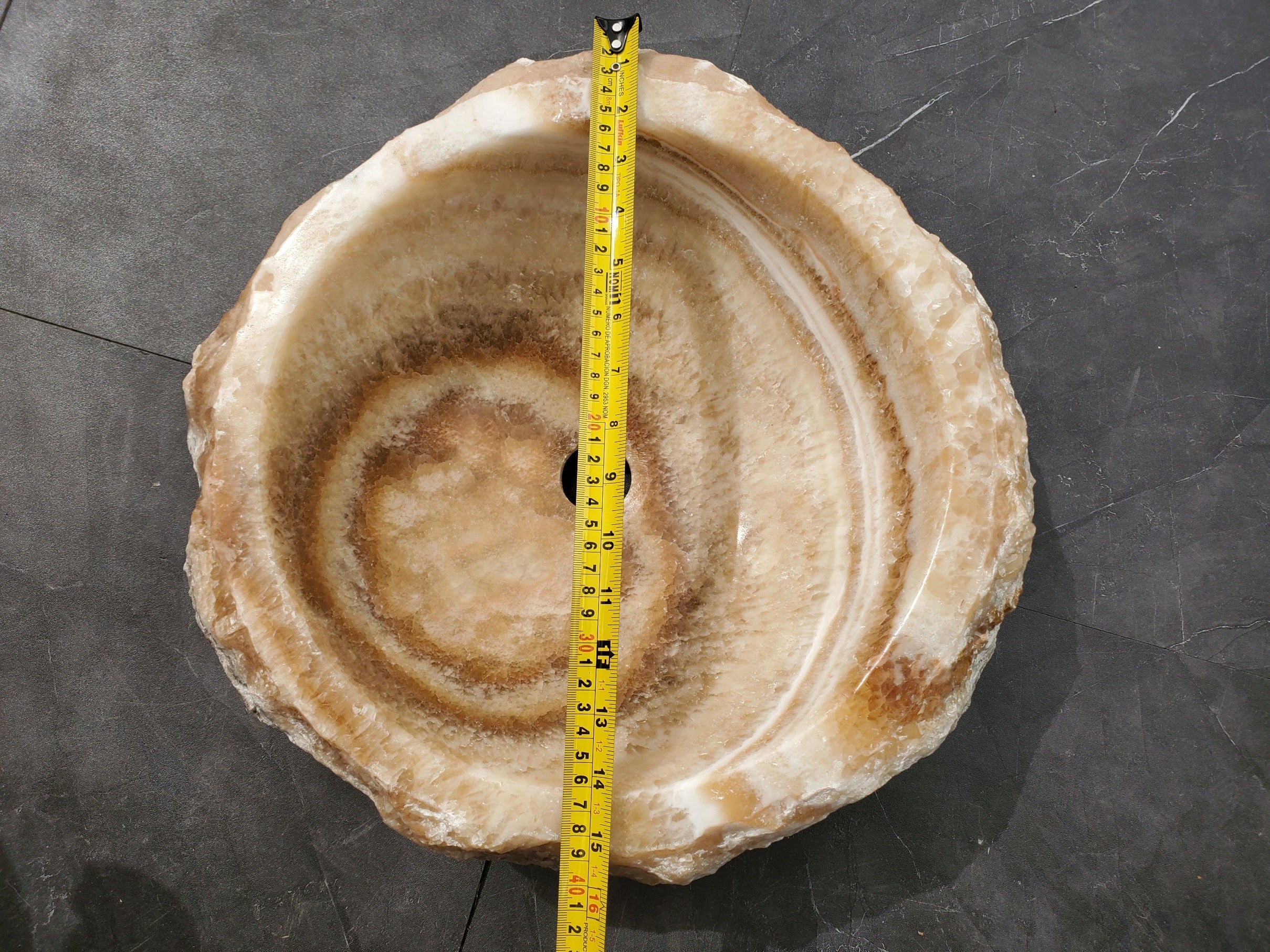 S31_33 Onyx Stone Vessel Bathroom Sink - Round