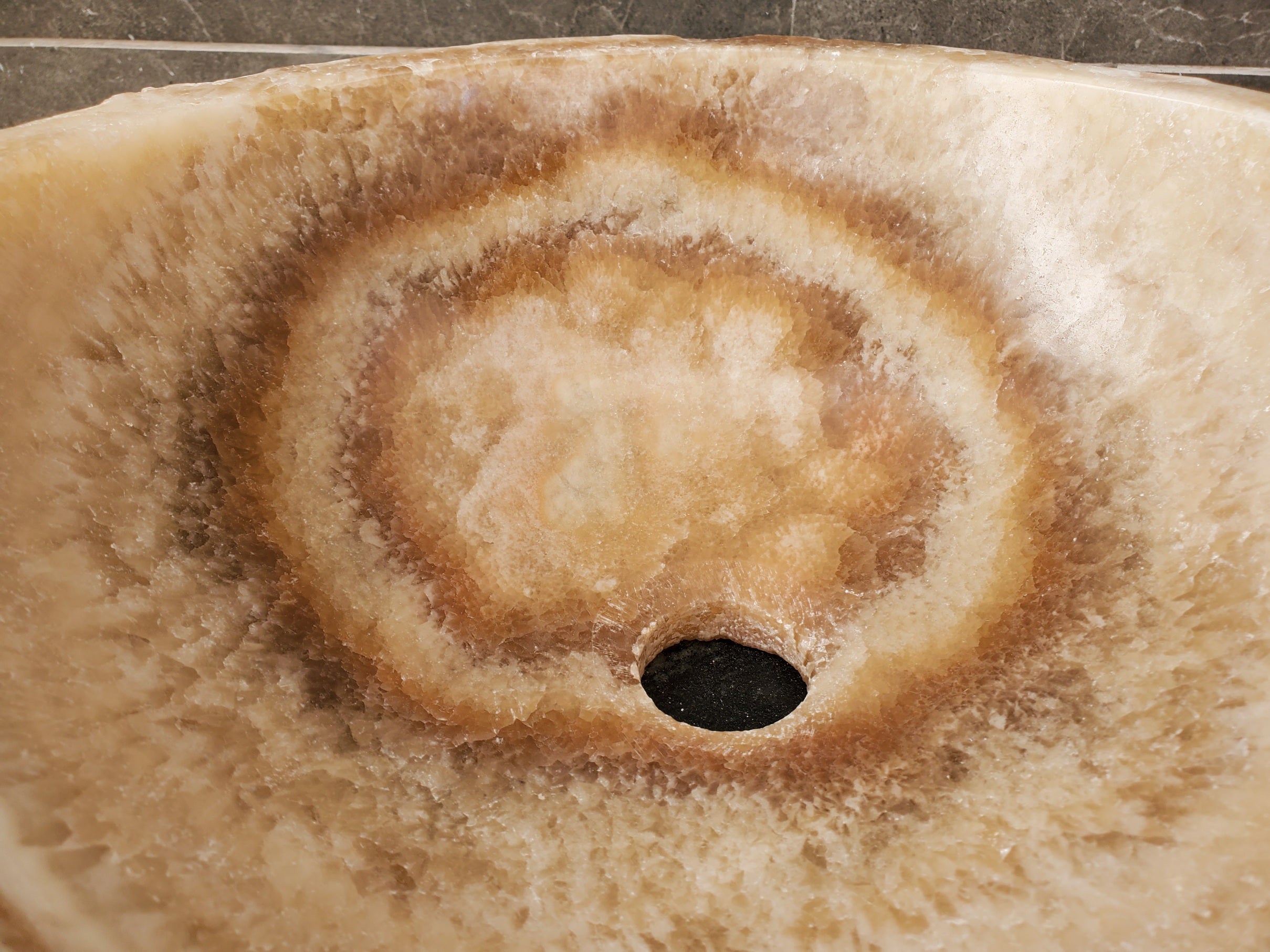 S31_33 Onyx Stone Vessel Bathroom Sink - Round