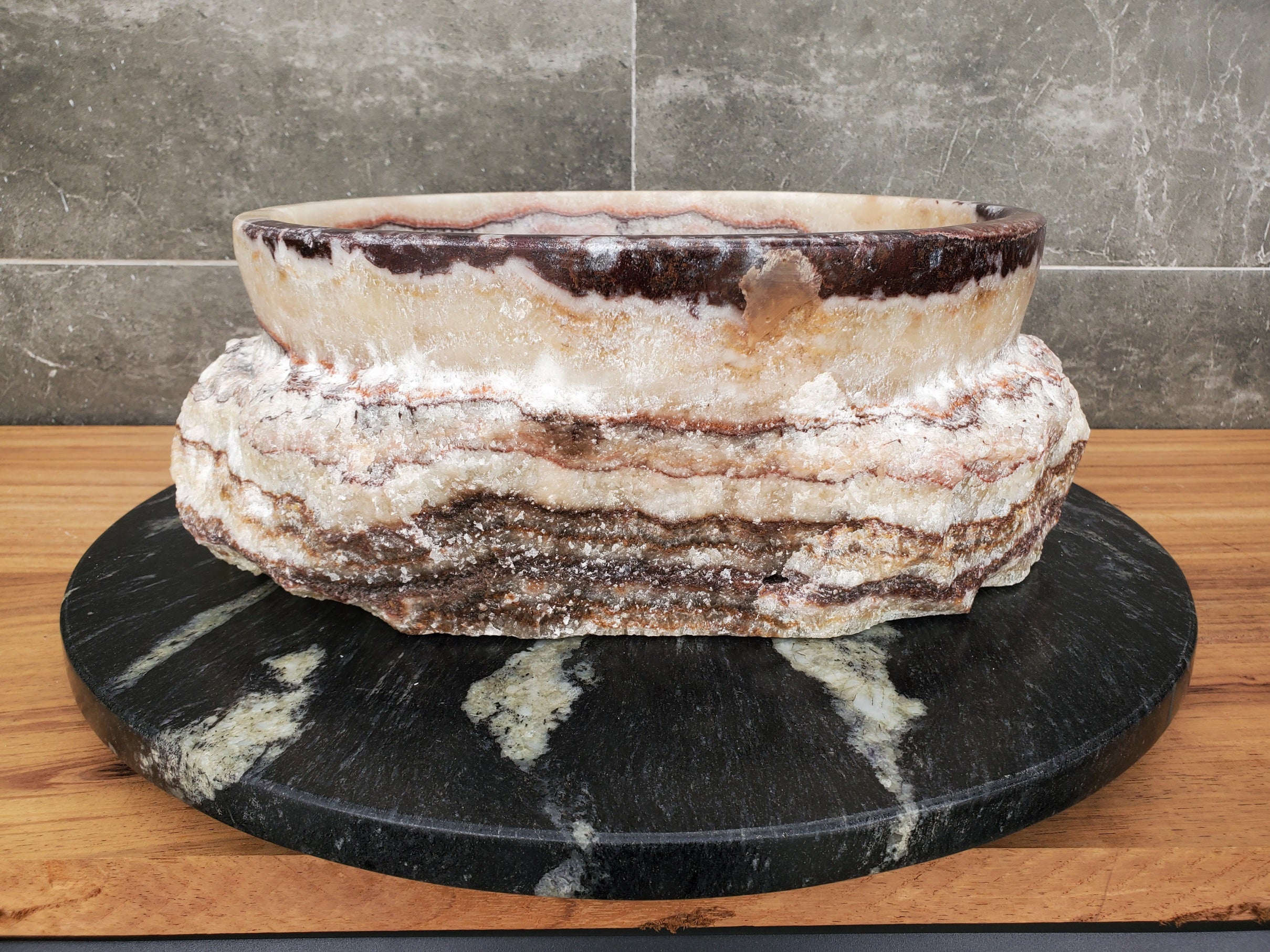 S31_44 Serpentine Onyx Stone Vessel Sink