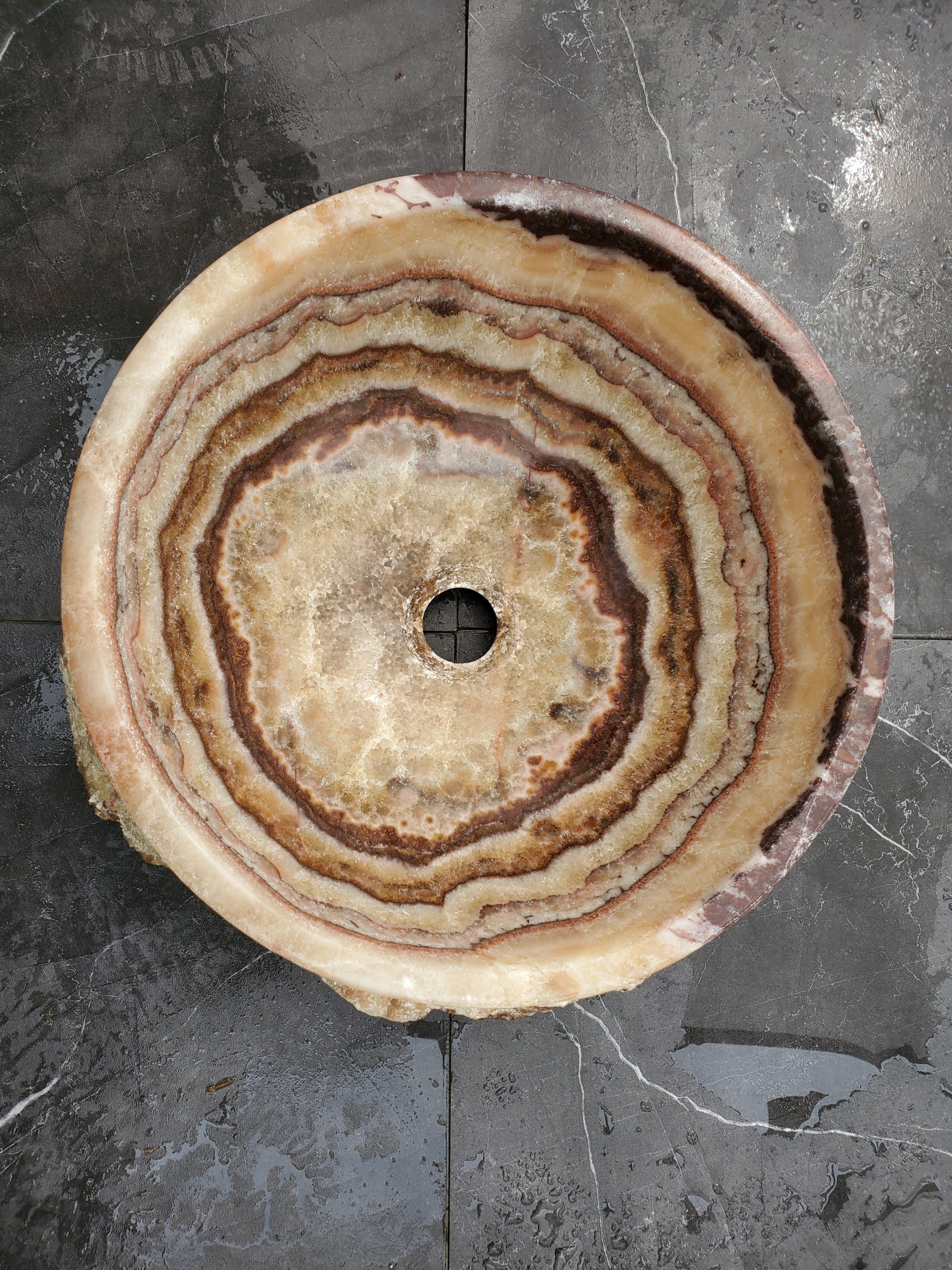 S31_44 Serpentine Onyx Stone Vessel Sink - 14 x 14 inch (Round)