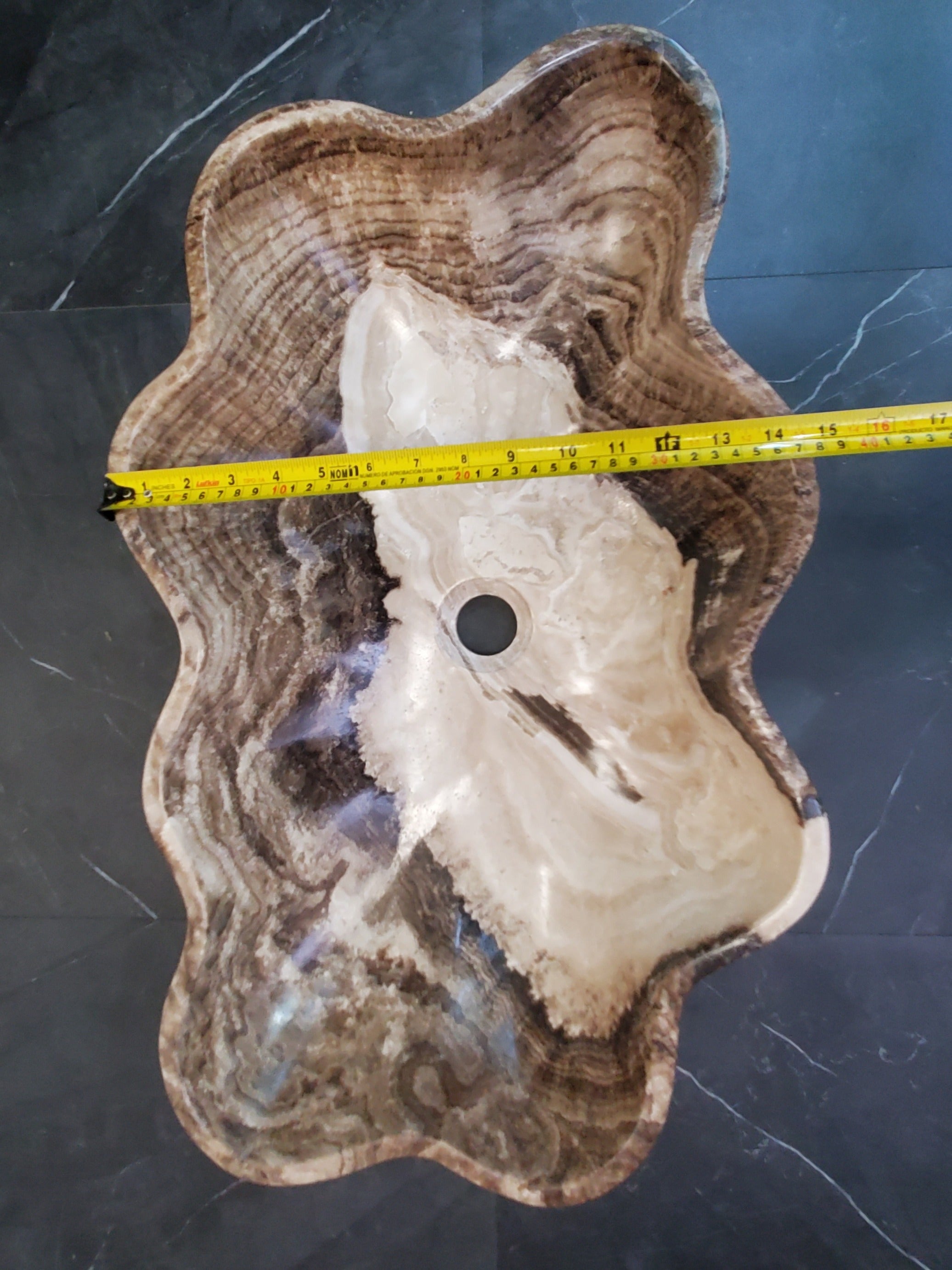 Brown Onyx Vessel Sink, 24x15 Inch Natural Stone Countertop Basin, Polished Luxury Vanity Sink, Spa Bathroom Decor S40_25