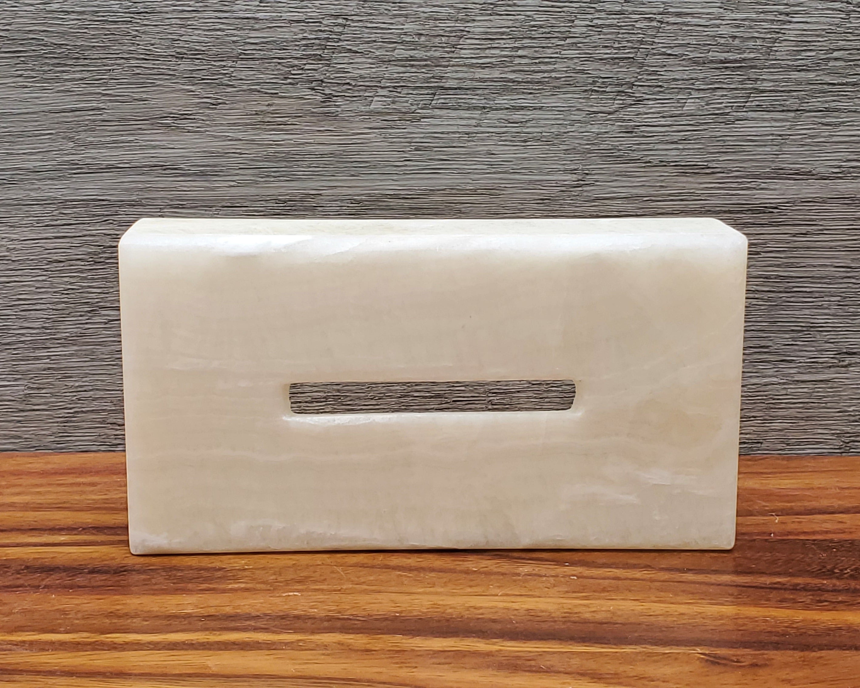 TCRec_13 White Onyx Stone Tissue Box Cover