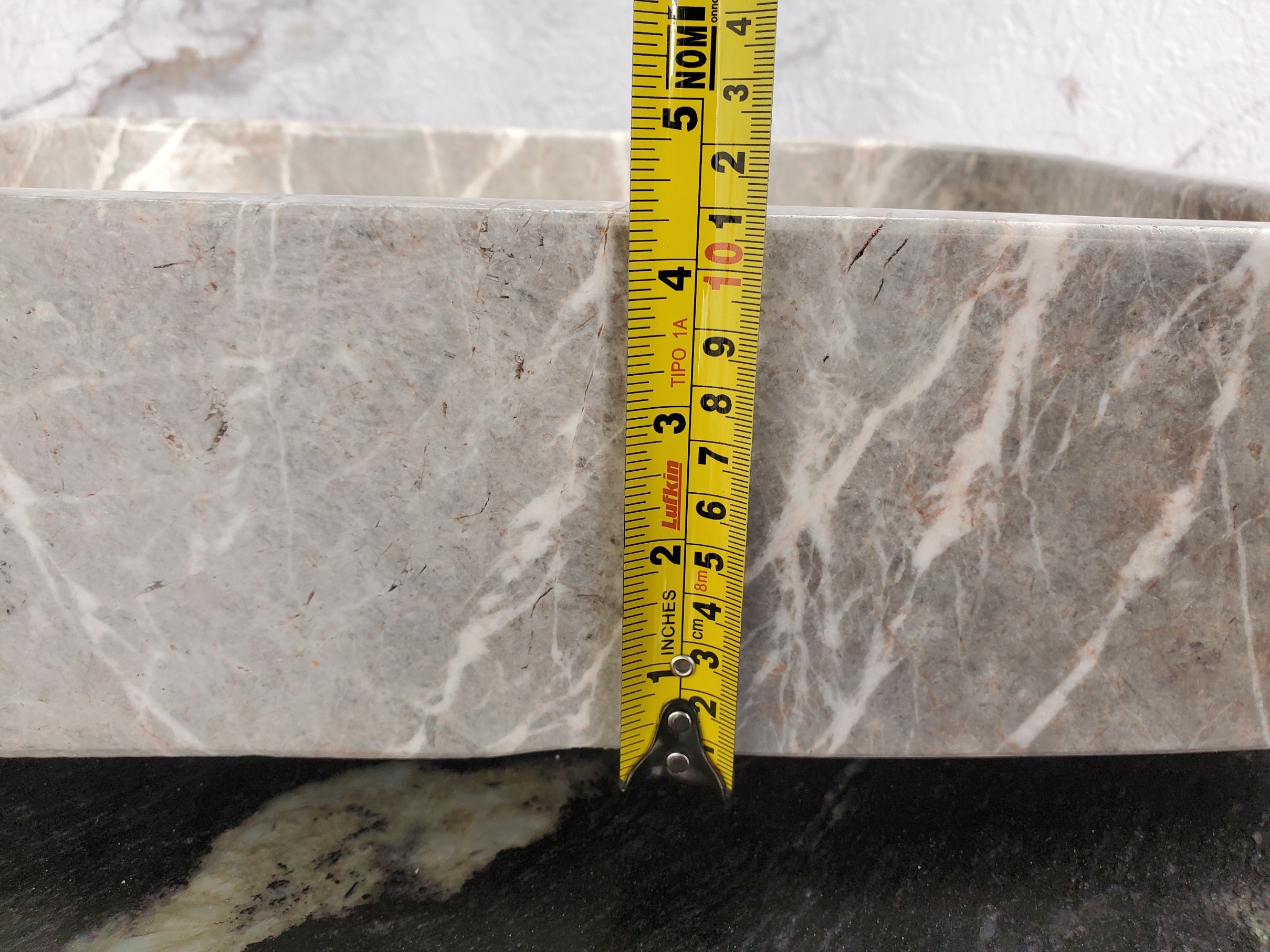 S36_02 Gray Marble Vessel Sink – Rectangular Natural Stone Countertop Sink, 16x12 Inch Bathroom Sinks Featured Marble Sinks Sinks